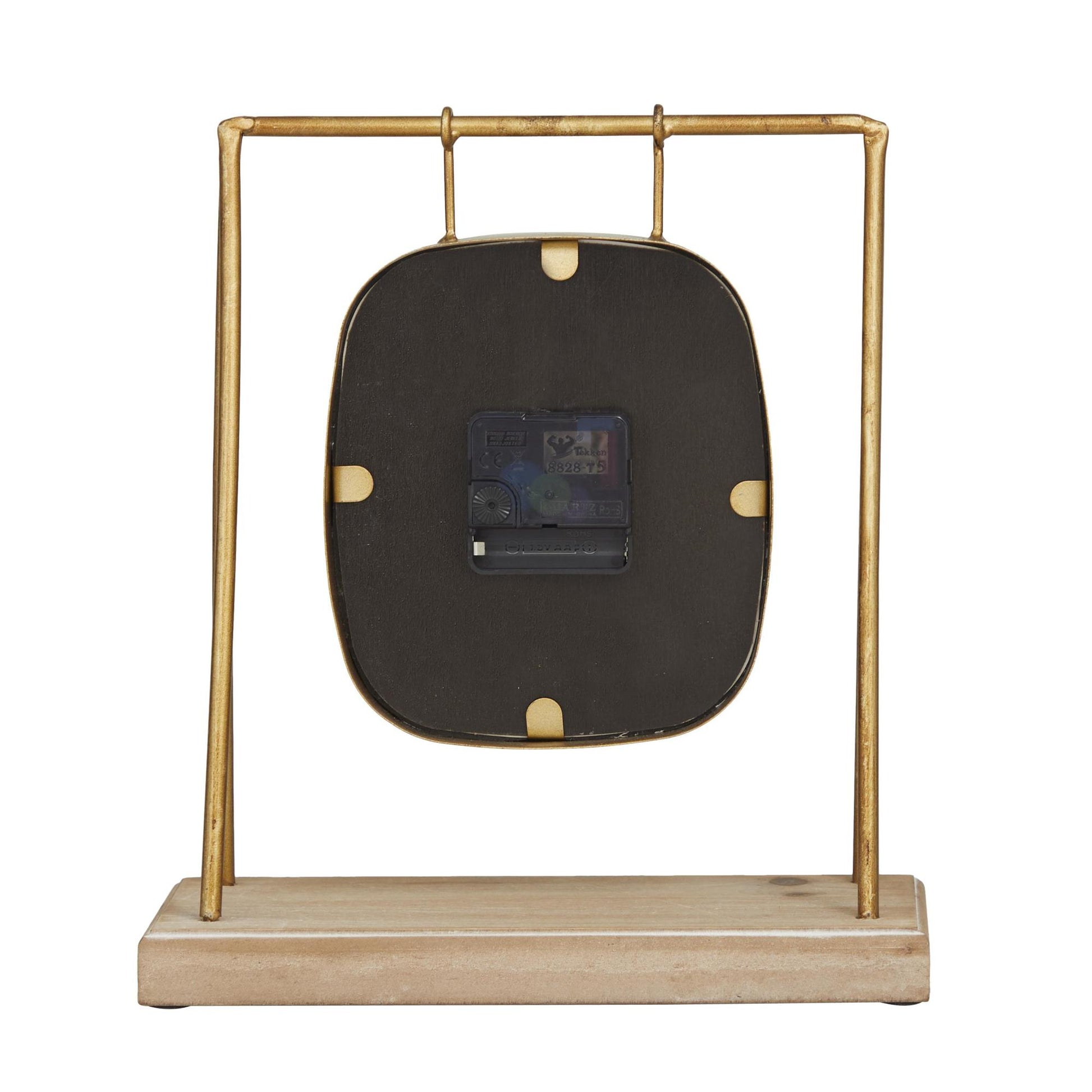 Gold Wood Pendulum Decorative Clock with Wood Base