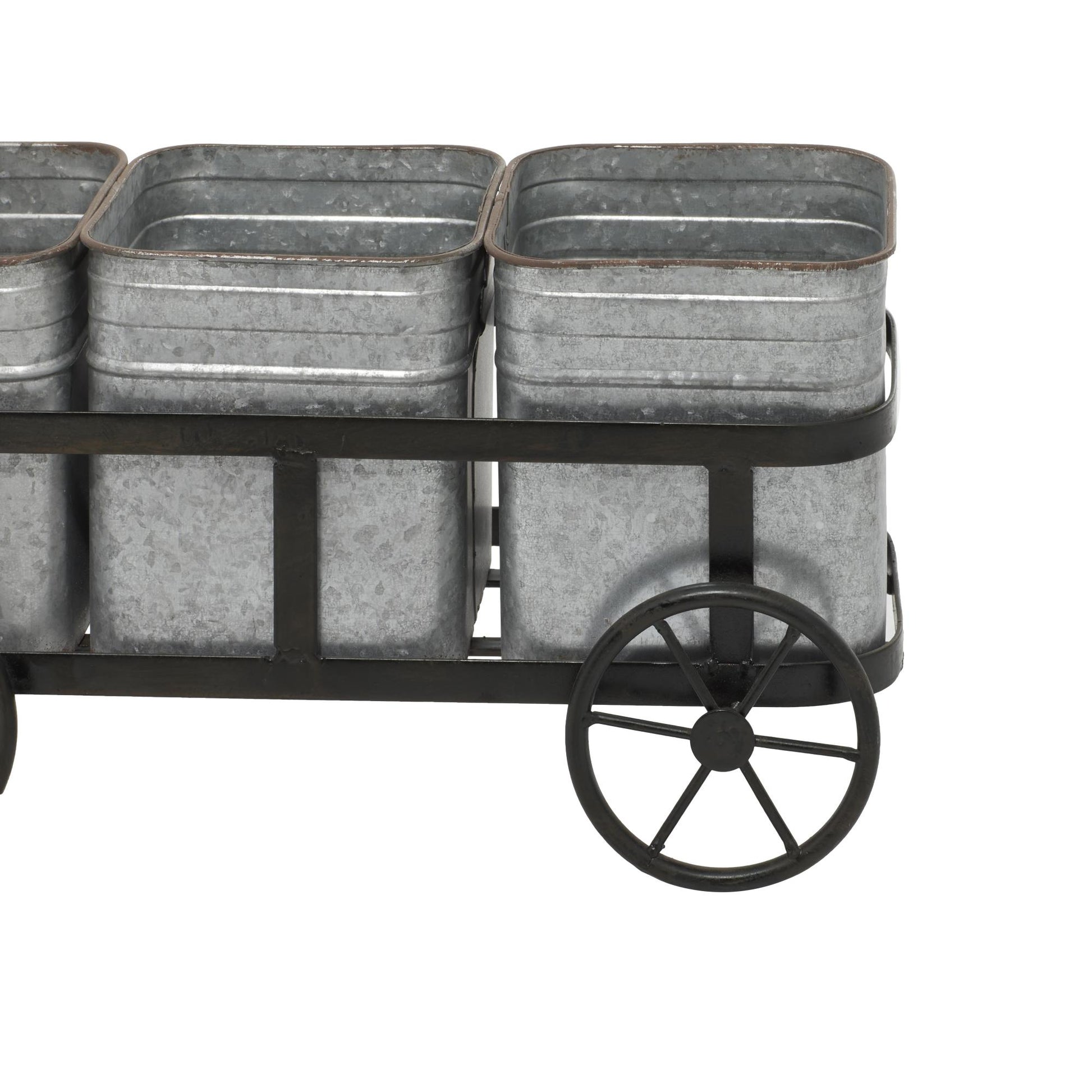 Silver Metal Wagon Indoor Outdoor Planter