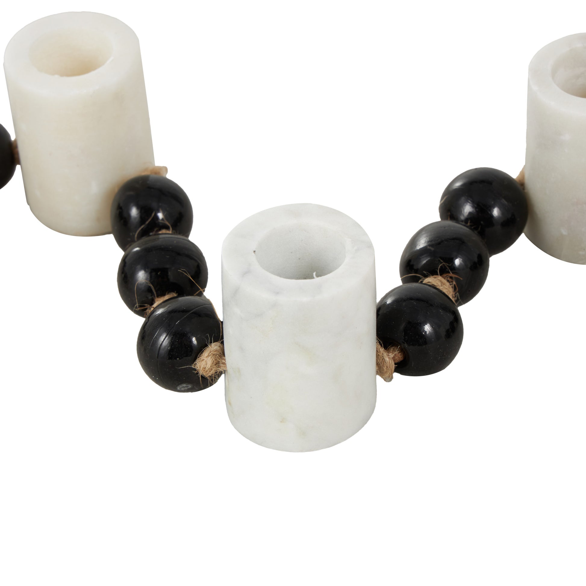 Mango Wood Garland Decorative Candle Holder with Tassel