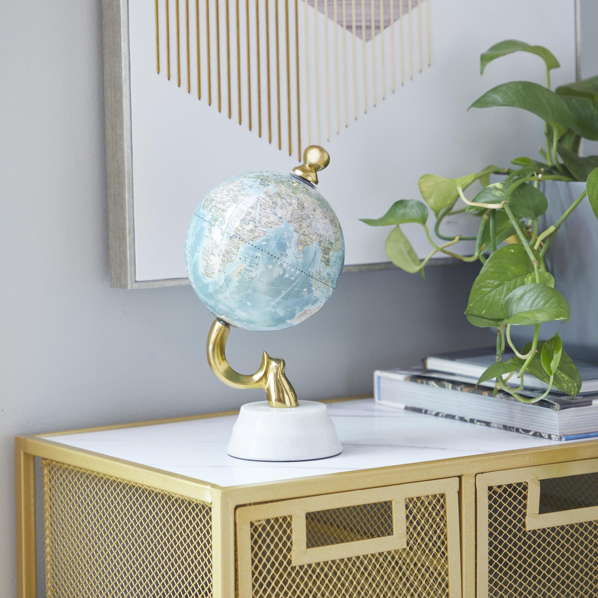 Aluminum Metal Educational/Geographic Earth Globe with Marble Base