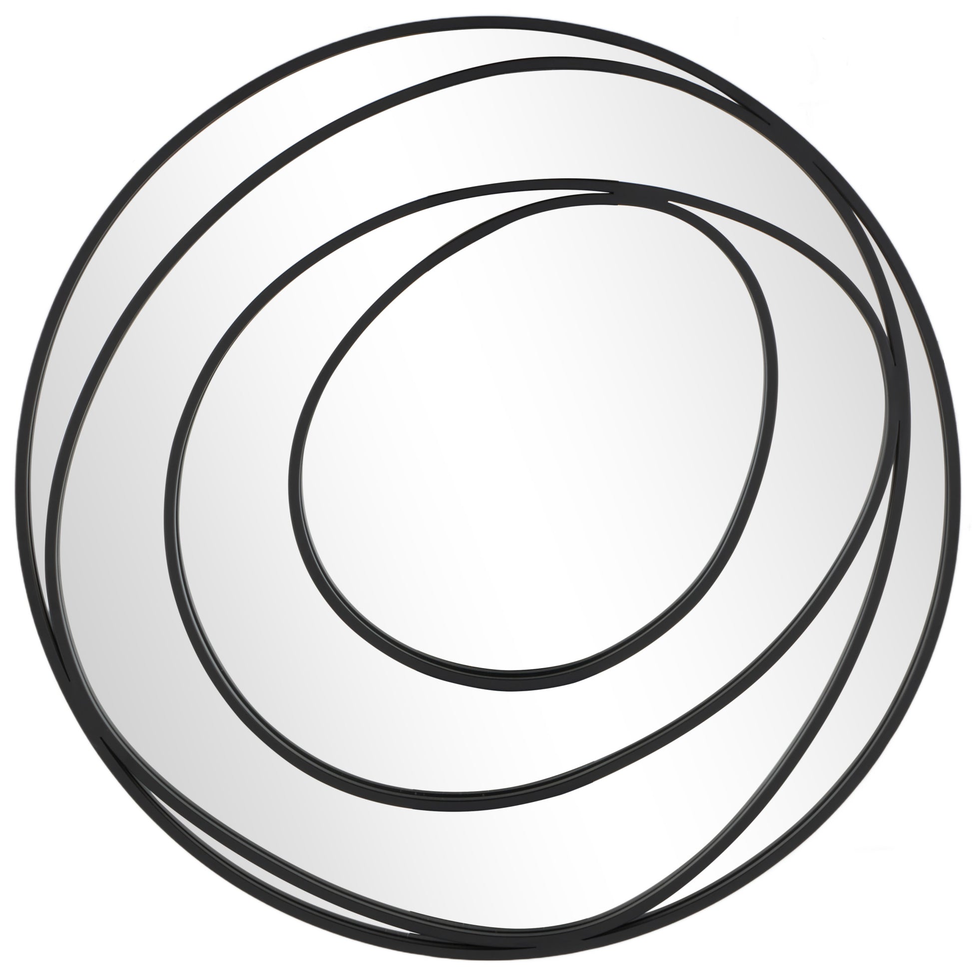 Abstract Black Metal Room Wall Mirror with Overlapping Circles