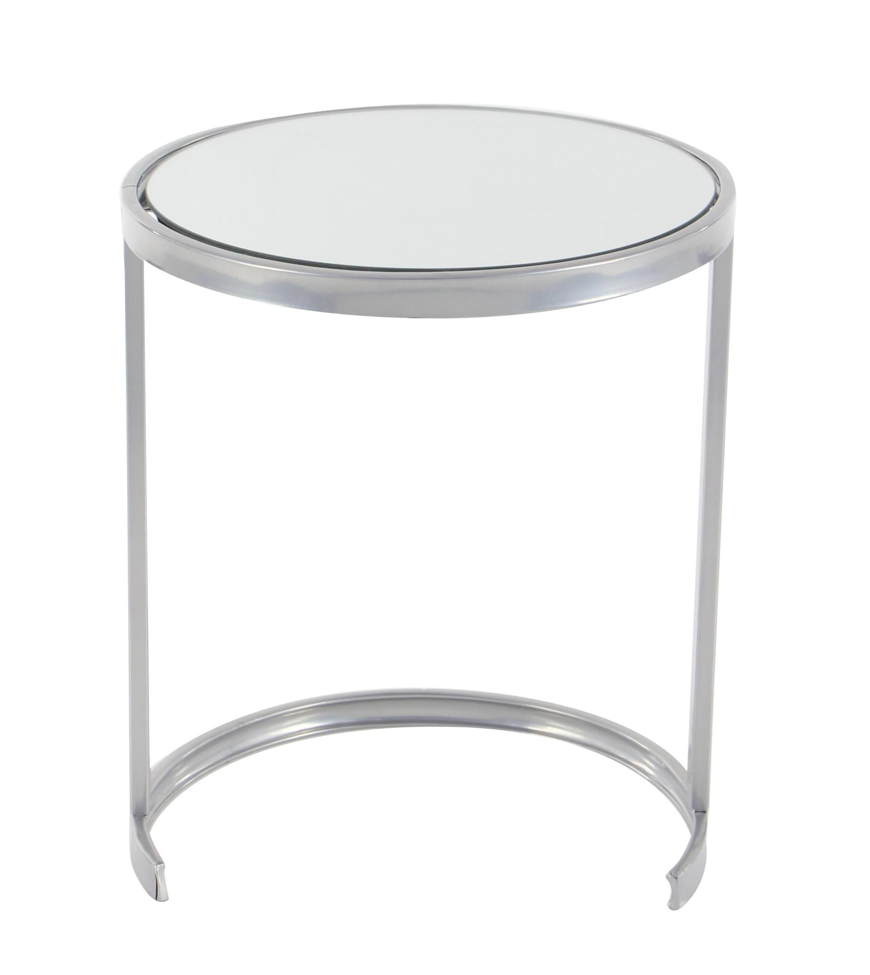 Set of 3 Metal Round Nesting Side End Accent Table with Black Glass Top