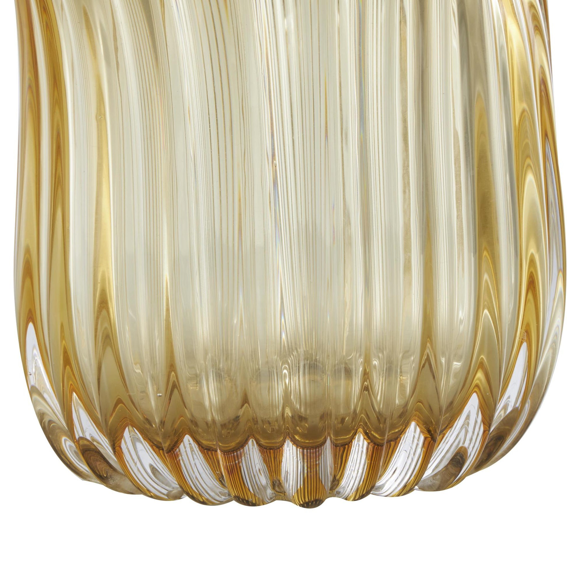 Abstract Orange Glass Ribbed Ombre Decorative Vase with Folded Curve Opening