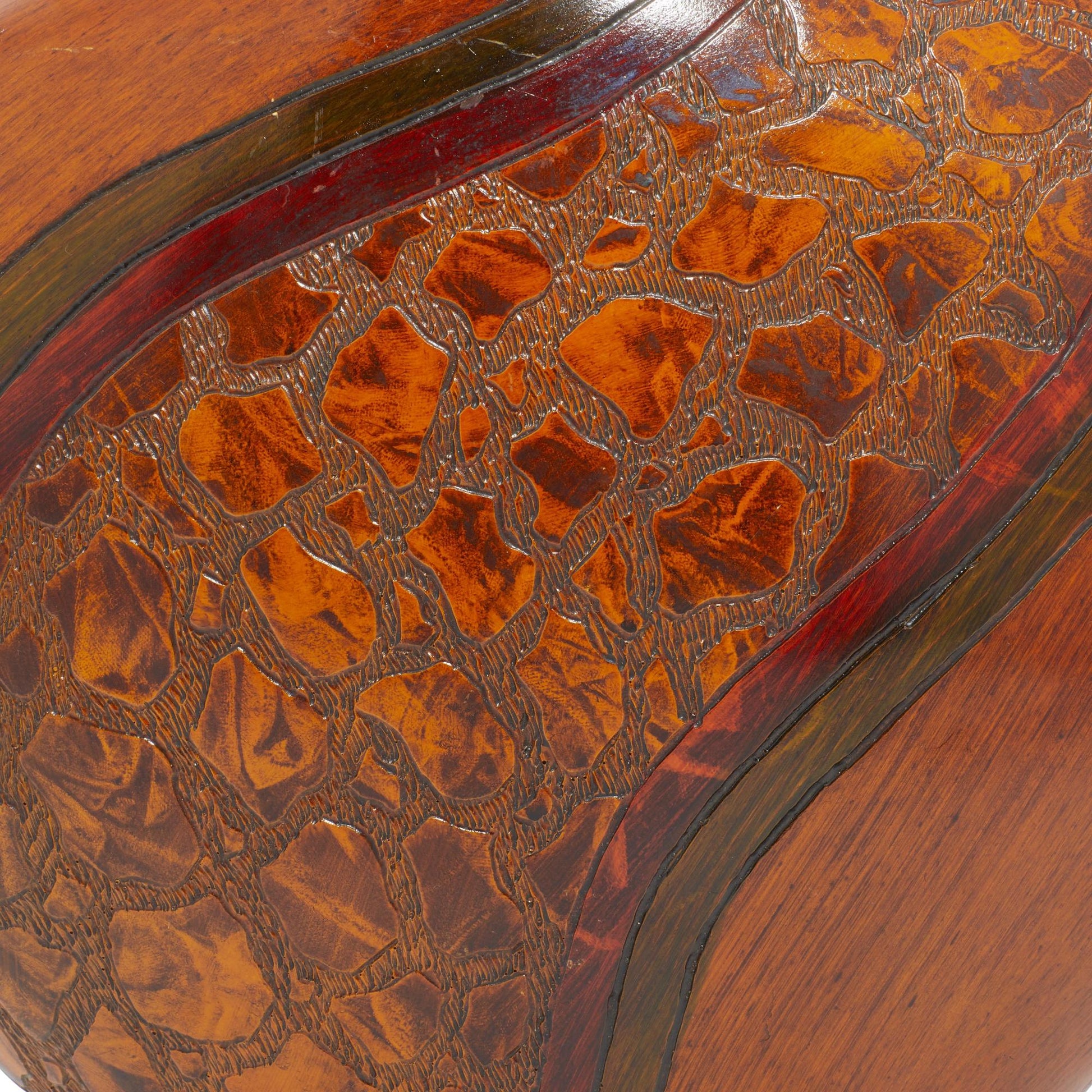 Abstract Brown Polystone Decorative Vase with Embossed Details