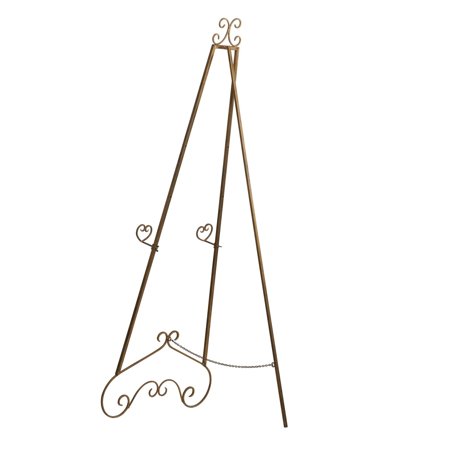 Scroll Gold Metal Tall Adjustable Floor 3 Tier Display Easel