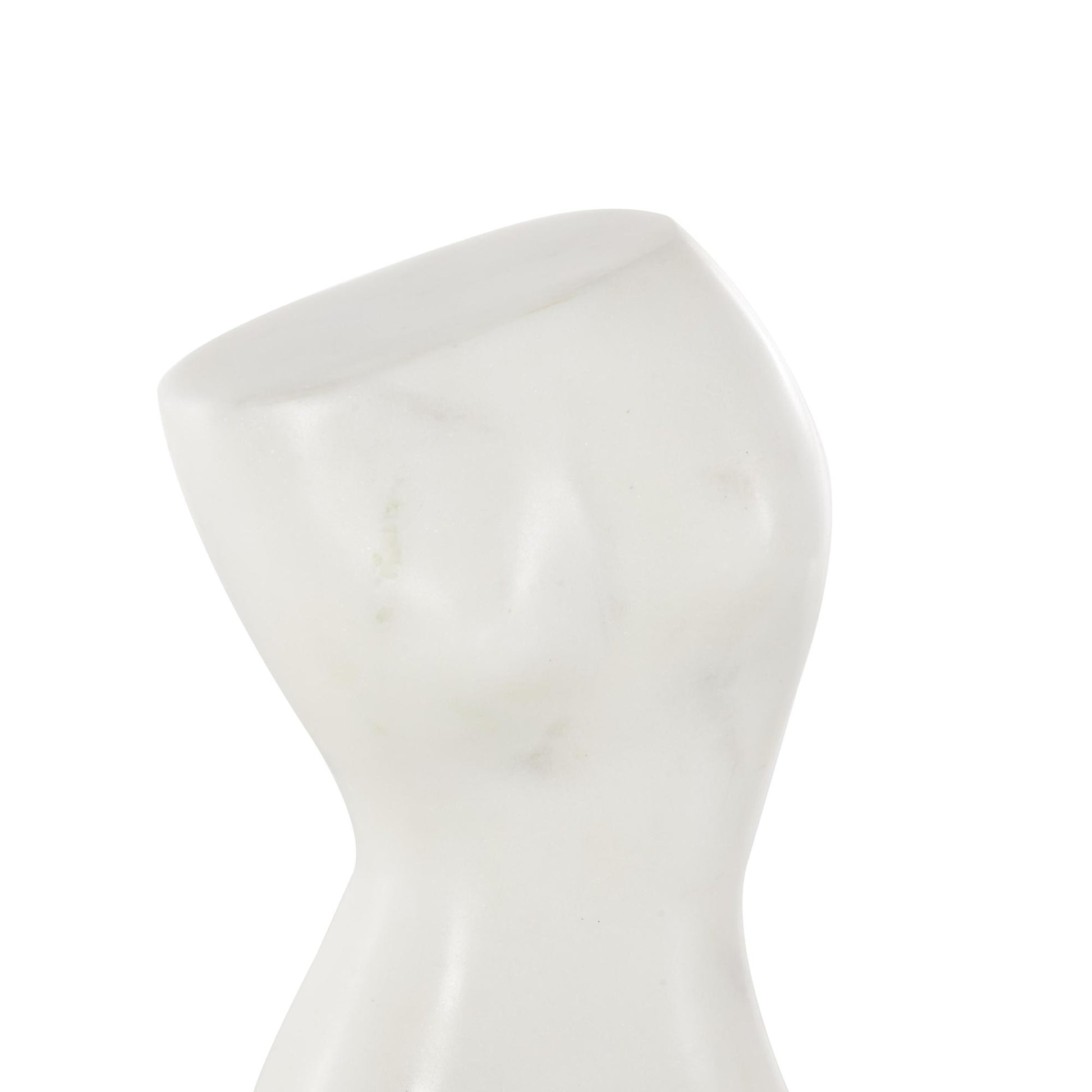 Woman White Marble Abstract Female Form Decorative Sculpture with Black Block Base