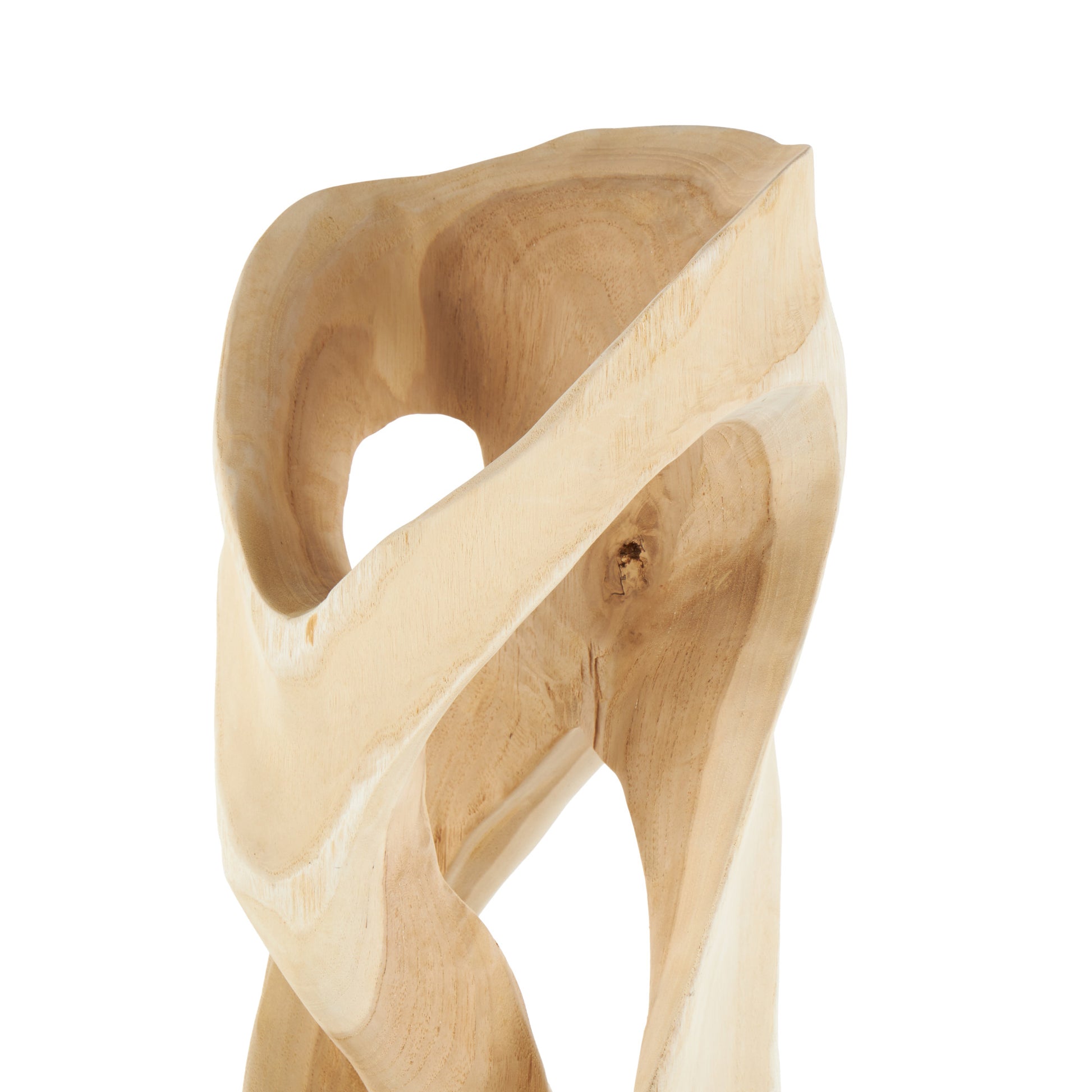 Abstract Light Brown Teak Wood Handmade Live Edge Intertwined Post Floor Decorative Sculpture