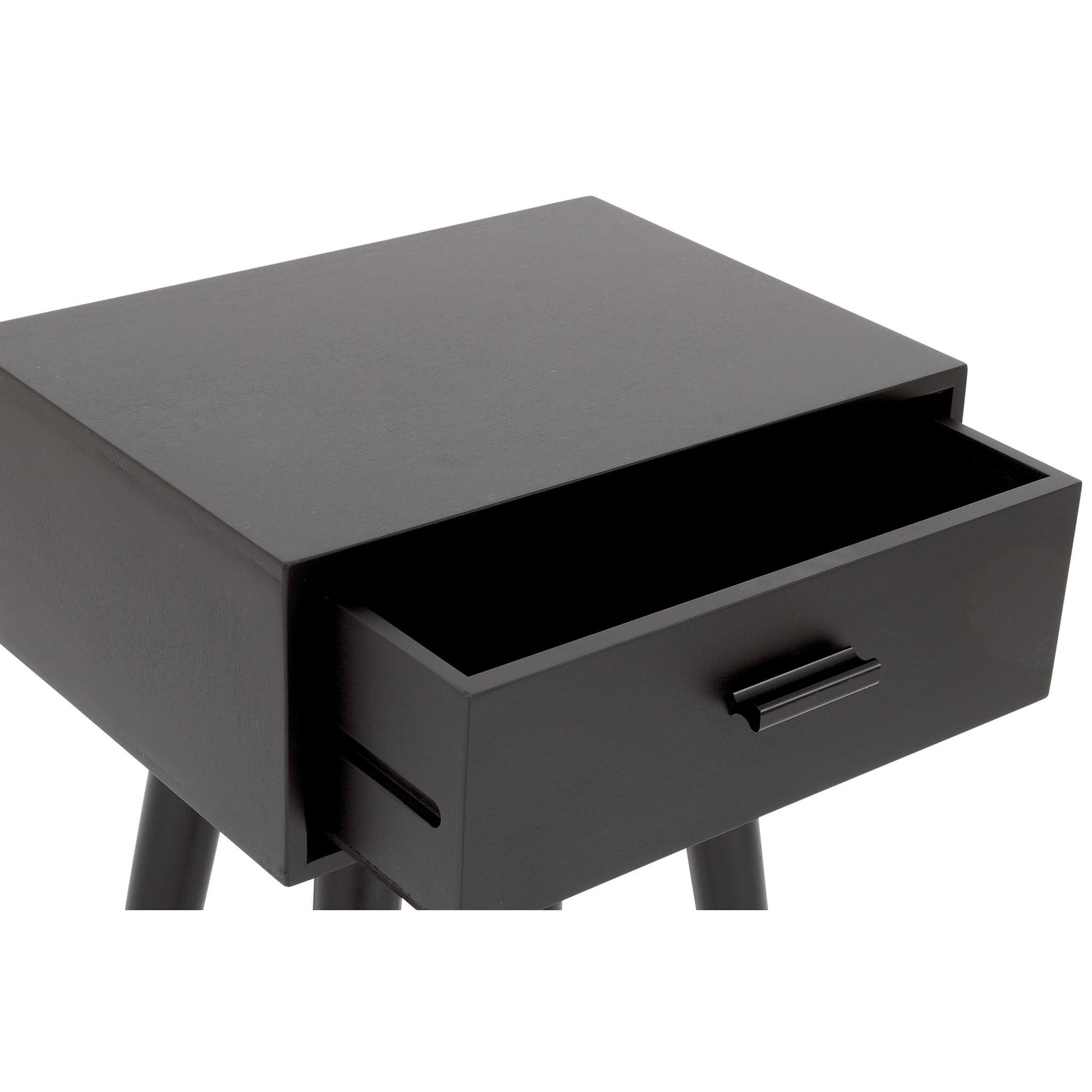Black Wood Single Drawer Side End Accent Table