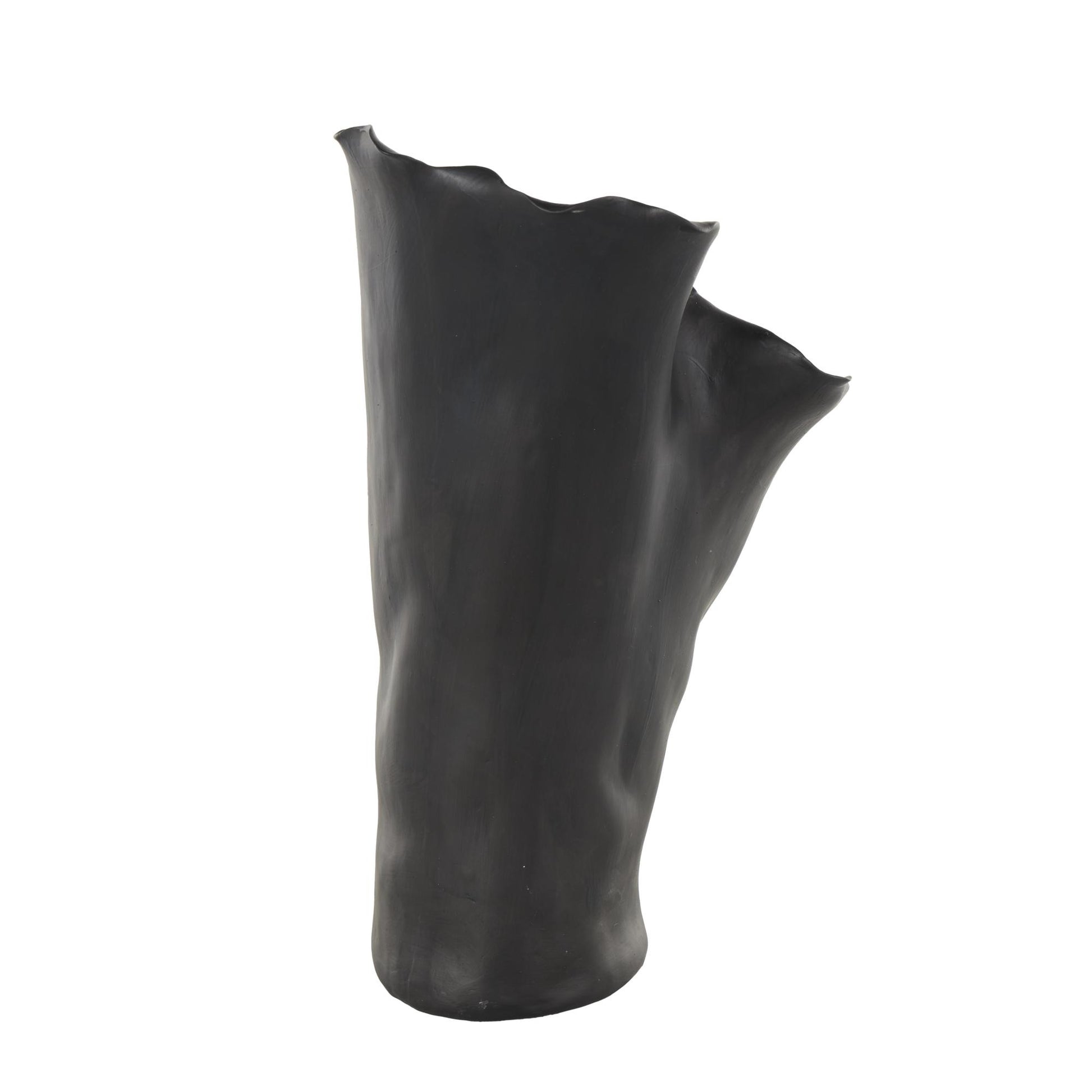 Abstract Ceramic Floral Inspired Decorative Vase with Wavy Folded Rim