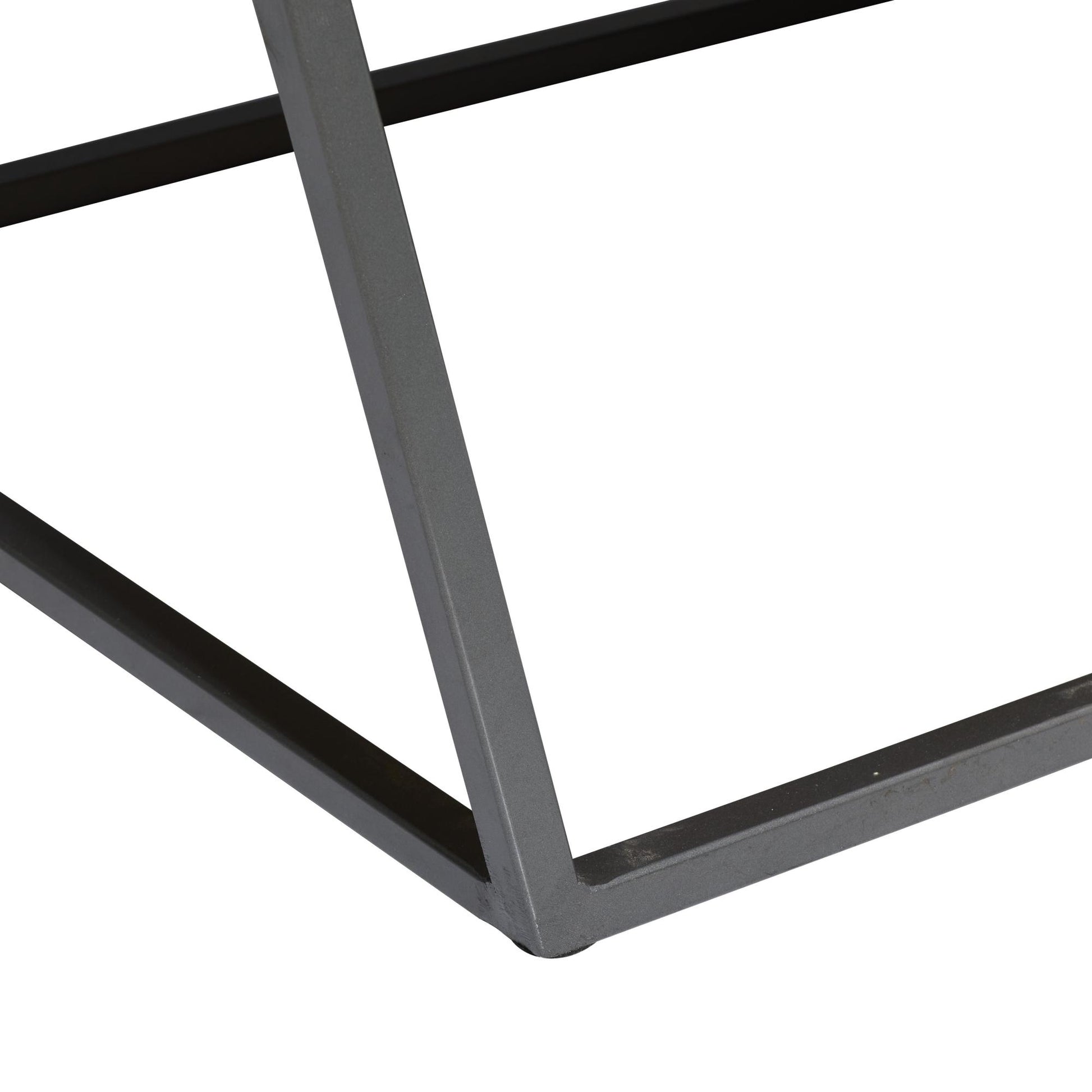 Geometric Brown Wood Diagonal Open Frame Living Room Coffee Table with Gray Metal Base