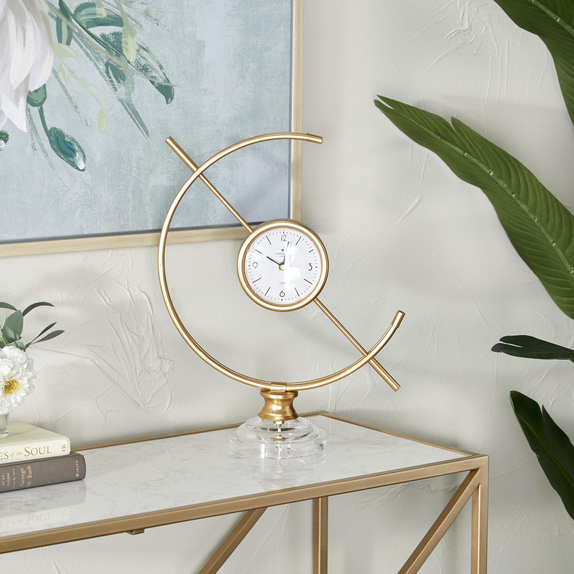 Gold Metal Decorative Clock with Acrylic Base
