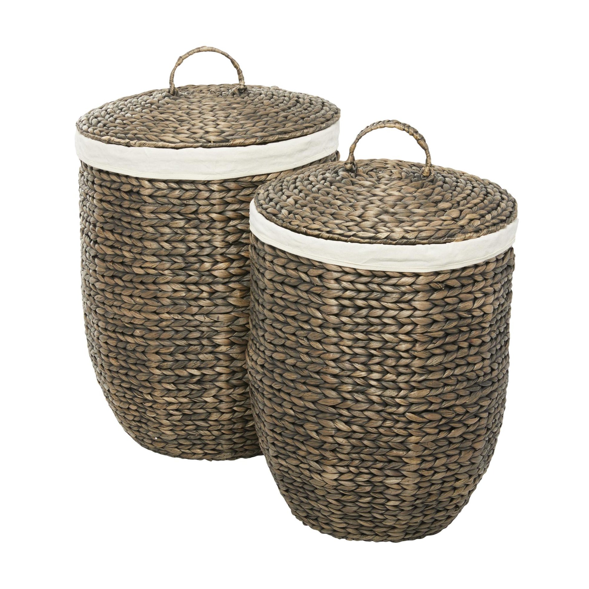 CosmoLiving by Cosmopolitan Set of 2 Seagrass Handmade Decorative and Functional Storage Basket with Liner and Matching Tops
