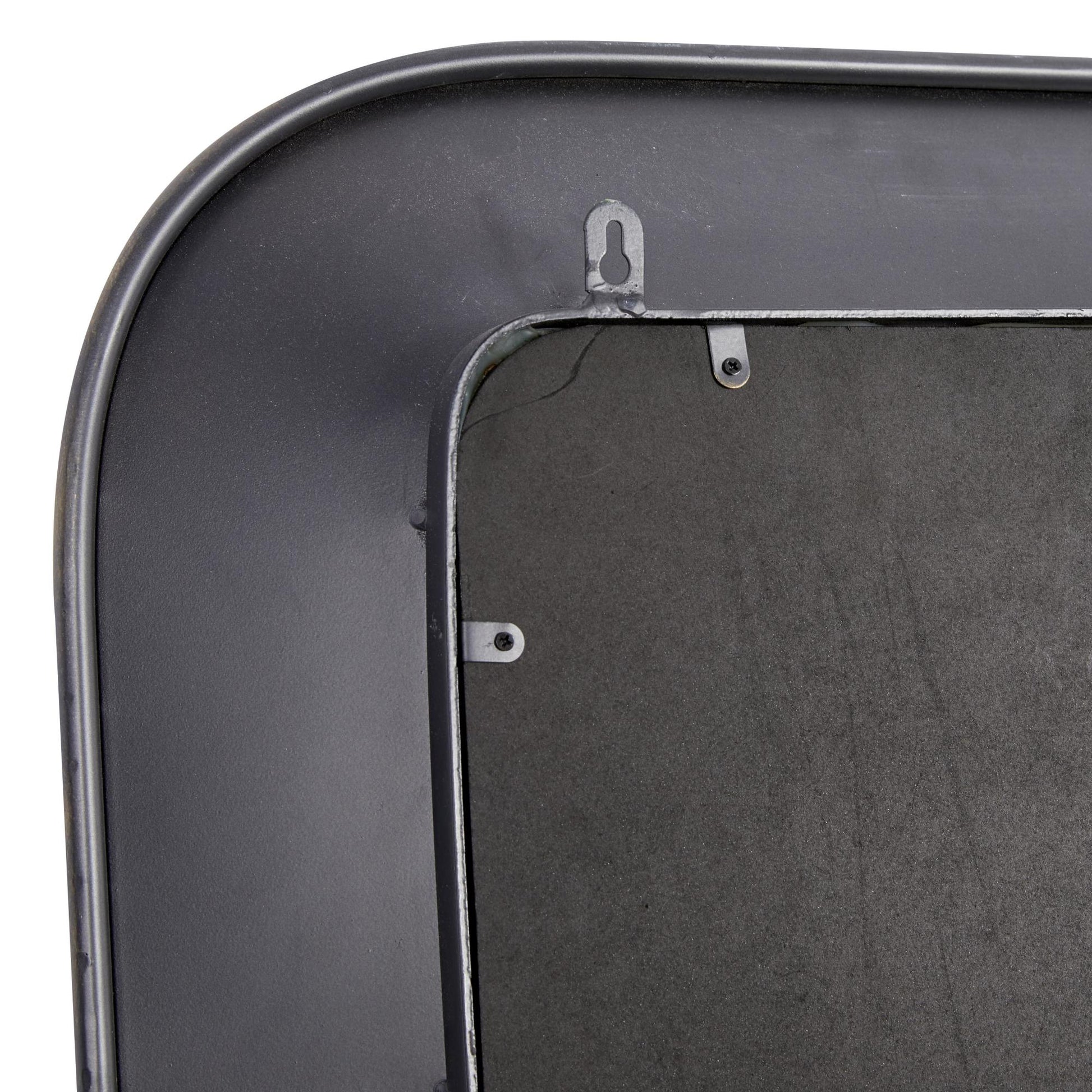 Black Metal Concaved Room Wall Mirror with Gold Detailing