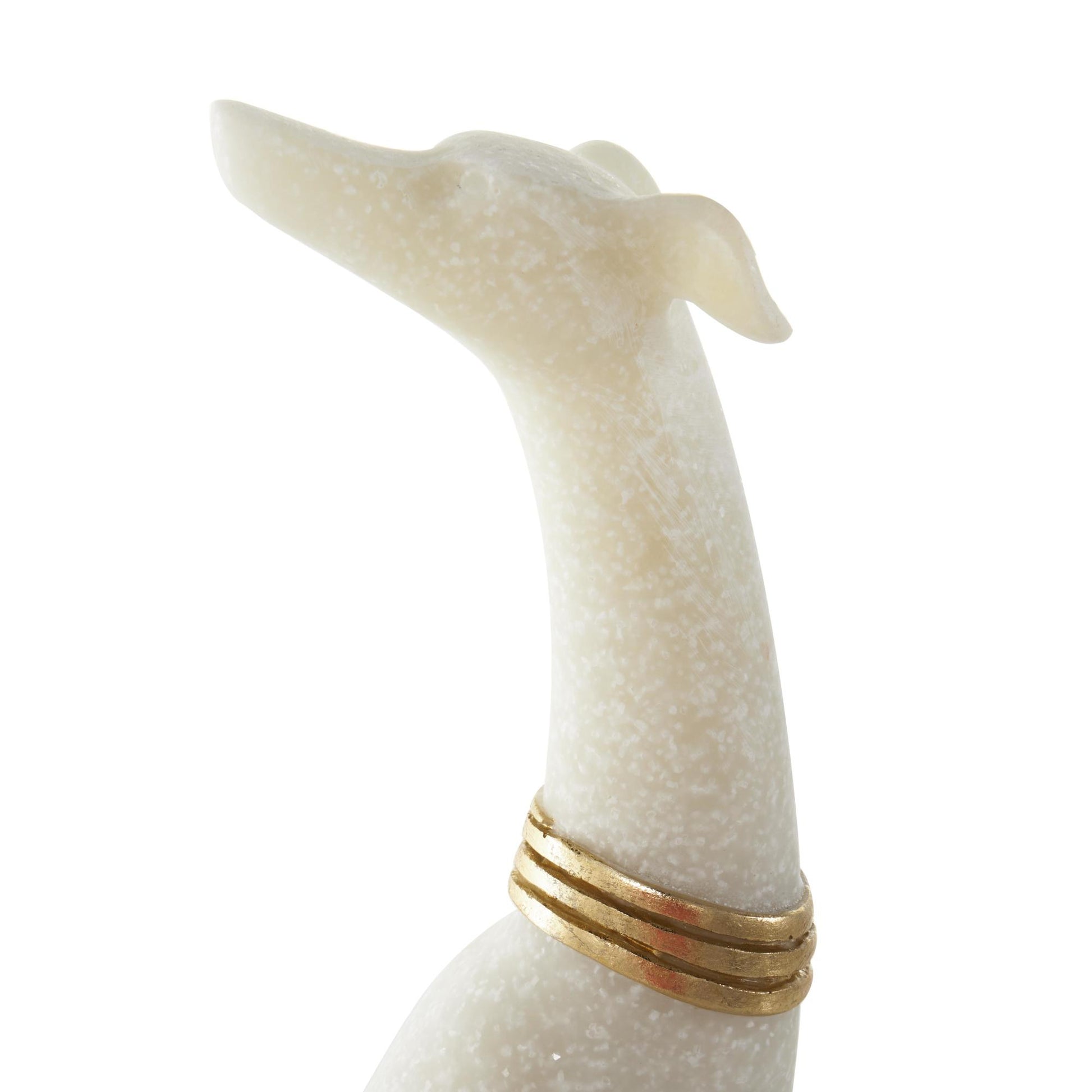 Dog Cream Polystone Sitting Decorative Sculpture with Gold Collar