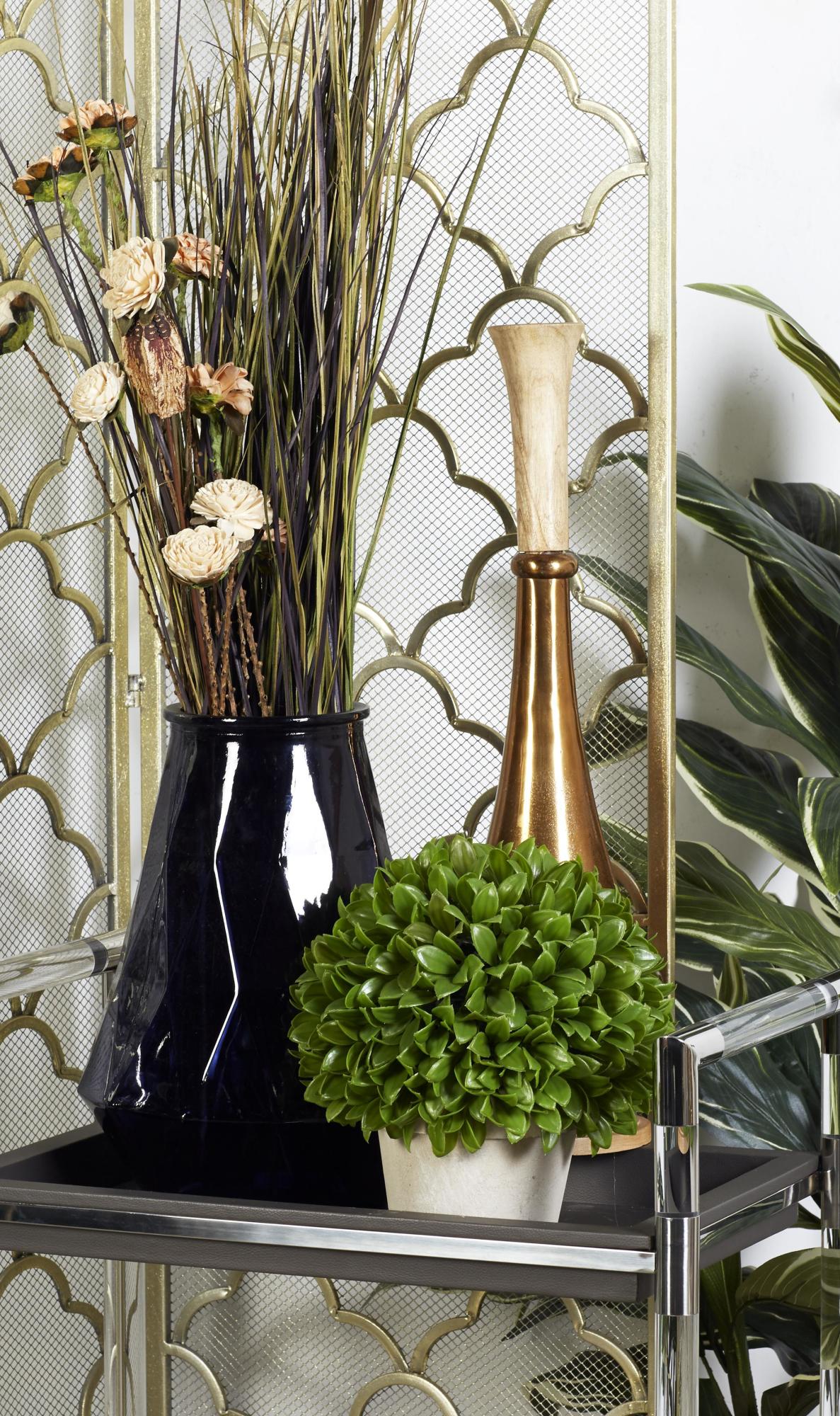 Boxwood Topiary Green Faux Foliage Indoor Outdoor Artificial Foliage Ball with Beige Paper Pot