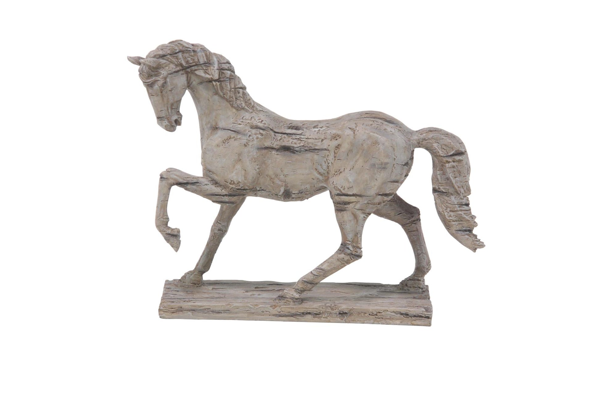 Horse Beige Polyresin Prancing Decorative Sculpture