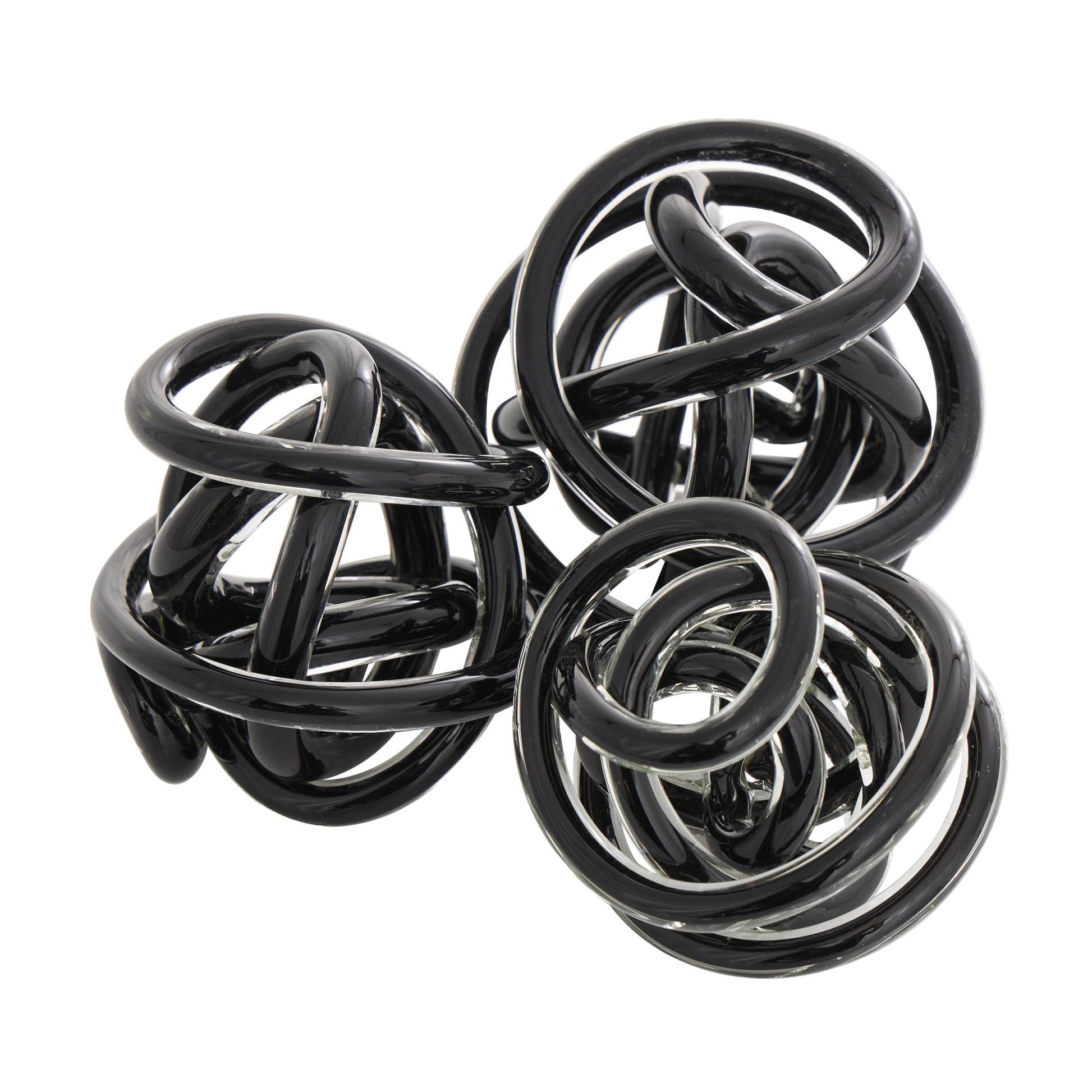 Set of 3 Knot Glass Handmade Knotted Ball Decorative Sculpture