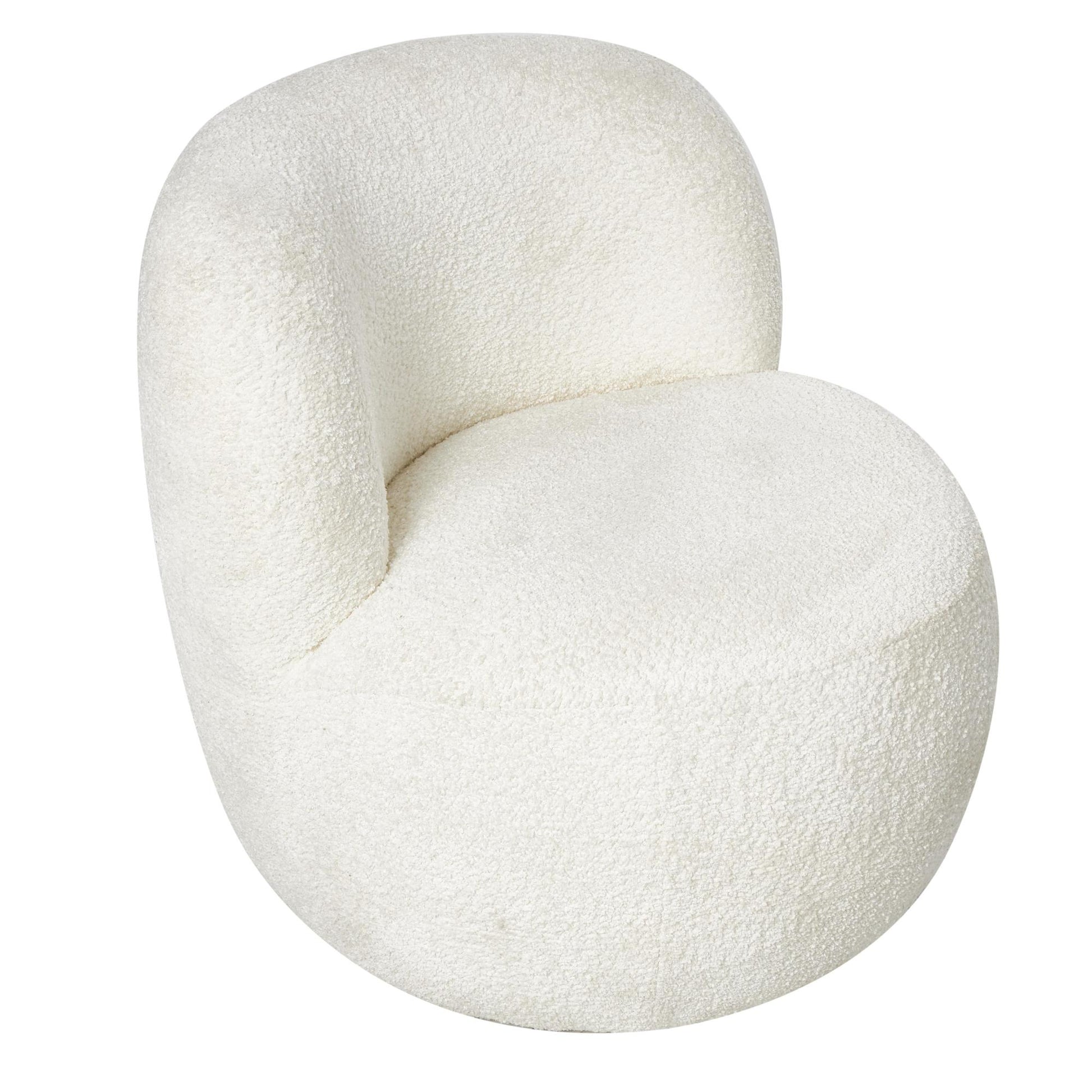 White Polyester Rounded Barrel Living Room Accent Chair