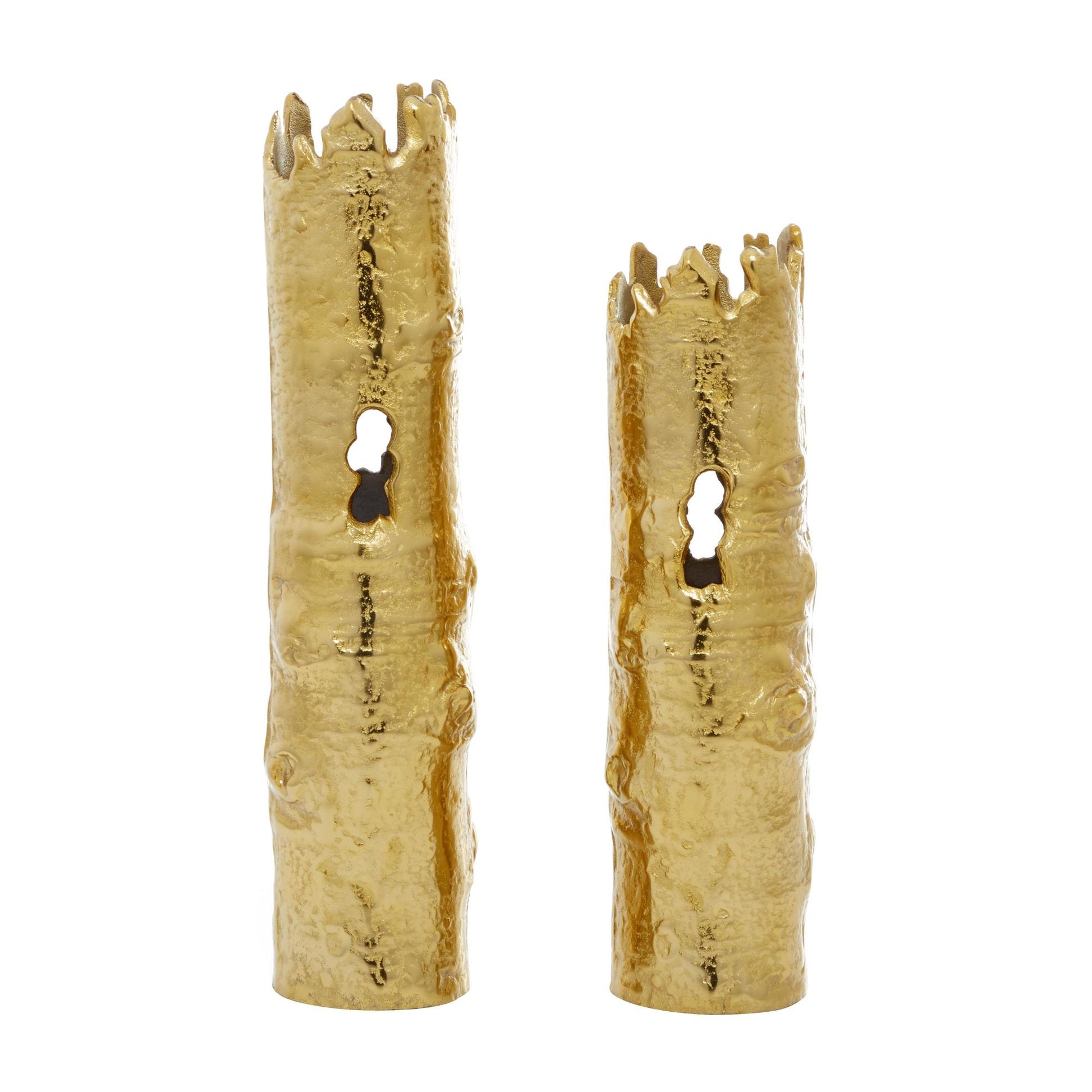 CosmoLiving by Cosmopolitan Set of 2 Tree Aluminum Metal Trunk Inspired Decorative Vase