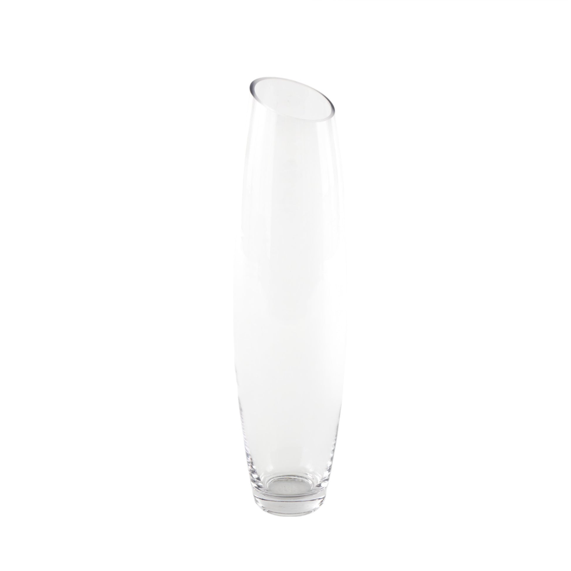 Clear Glass Tall Slanted Decorative Vase