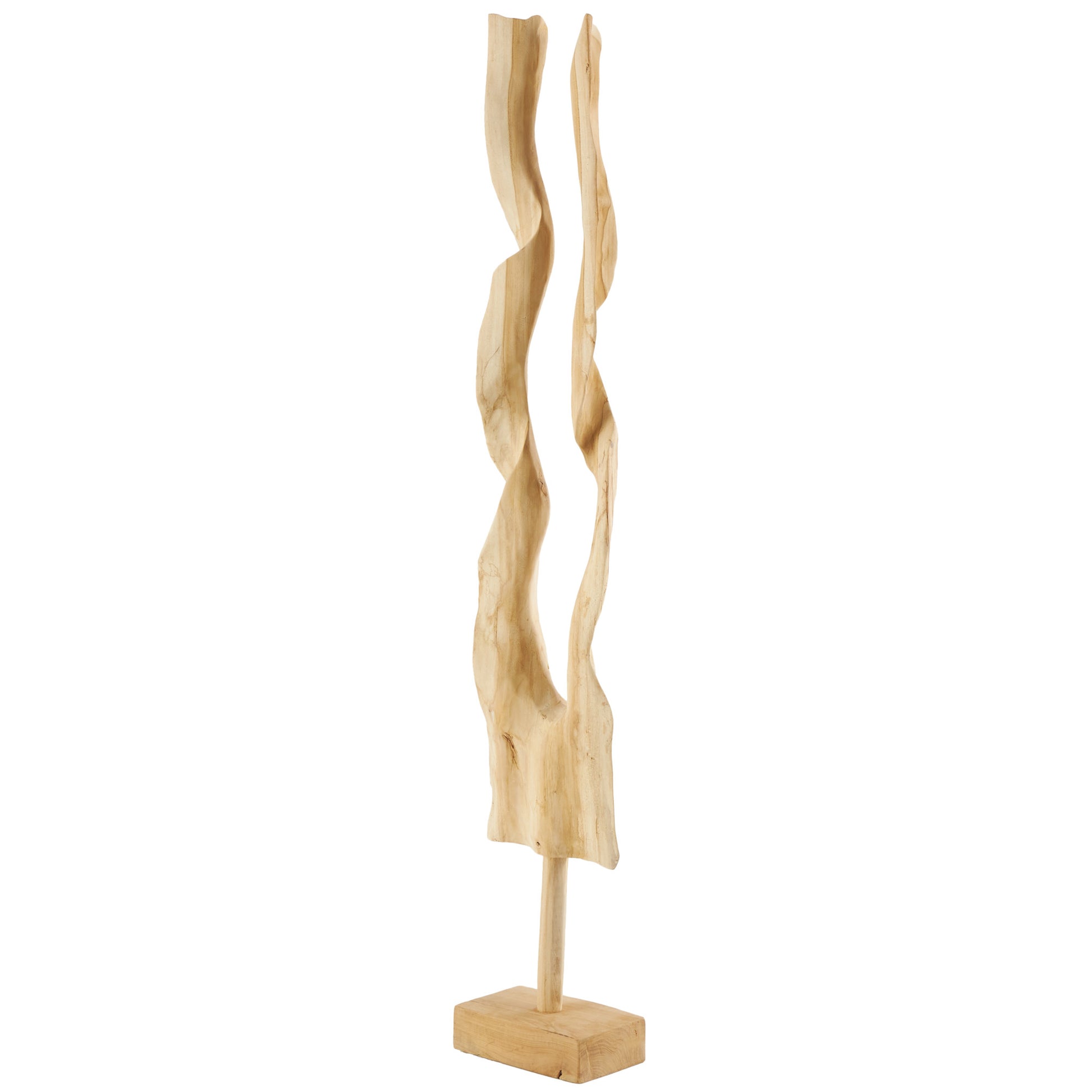 Abstract Brown Teak Wood Handmade Live Edge Floor Decorative Sculpture