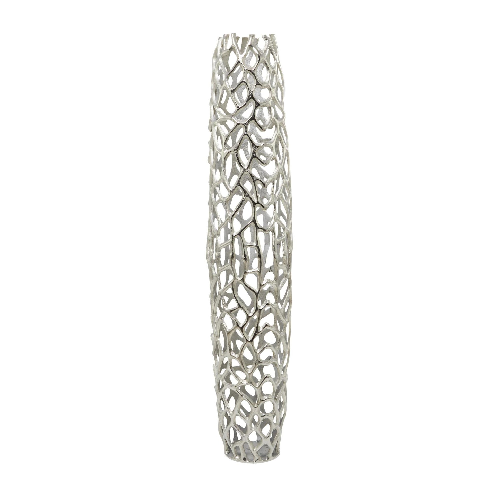 Coral Aluminum Metal Cutout Tall Floor Decorative Vase