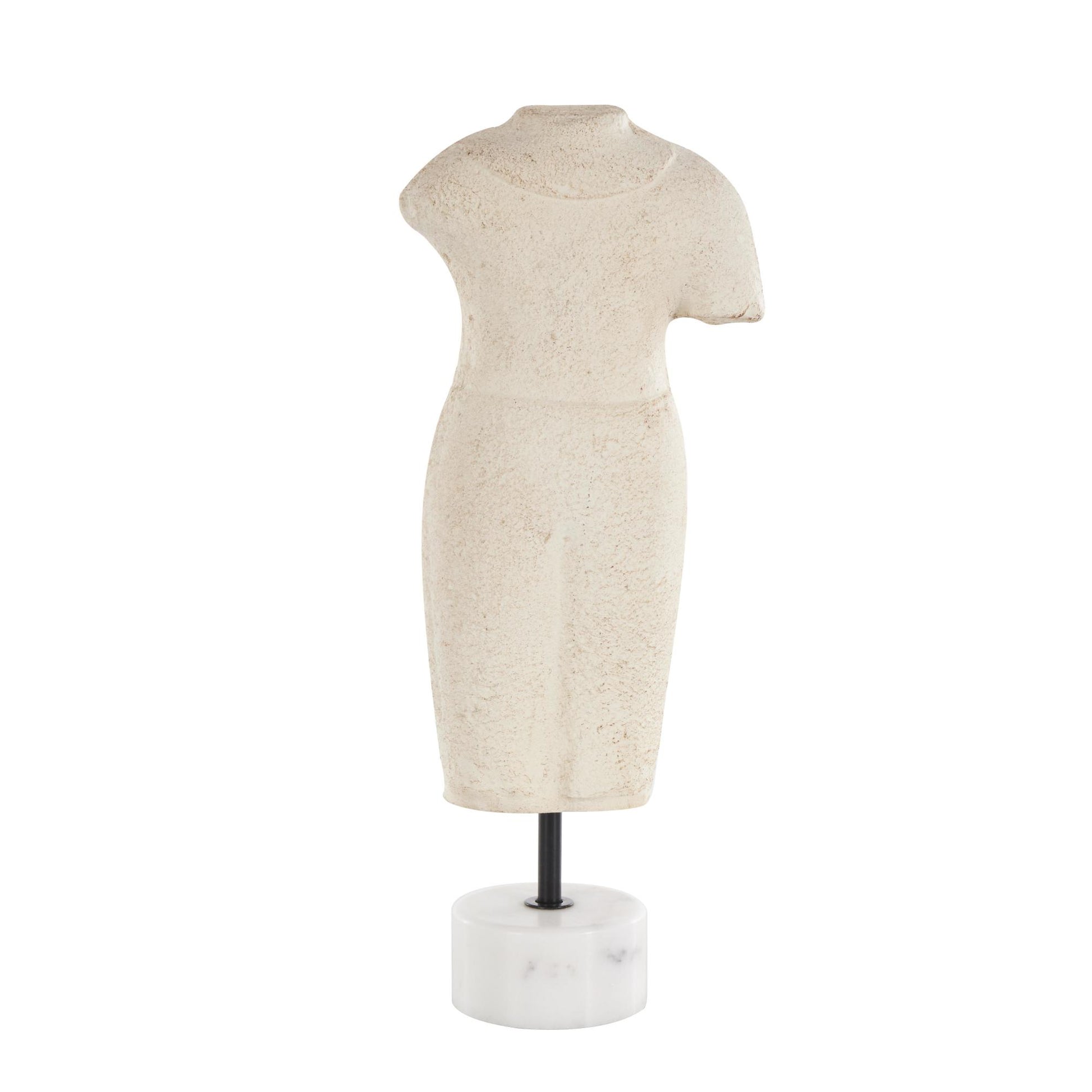 Woman Cream Paper Mache Statue Decorative Sculpture with White Marble Base