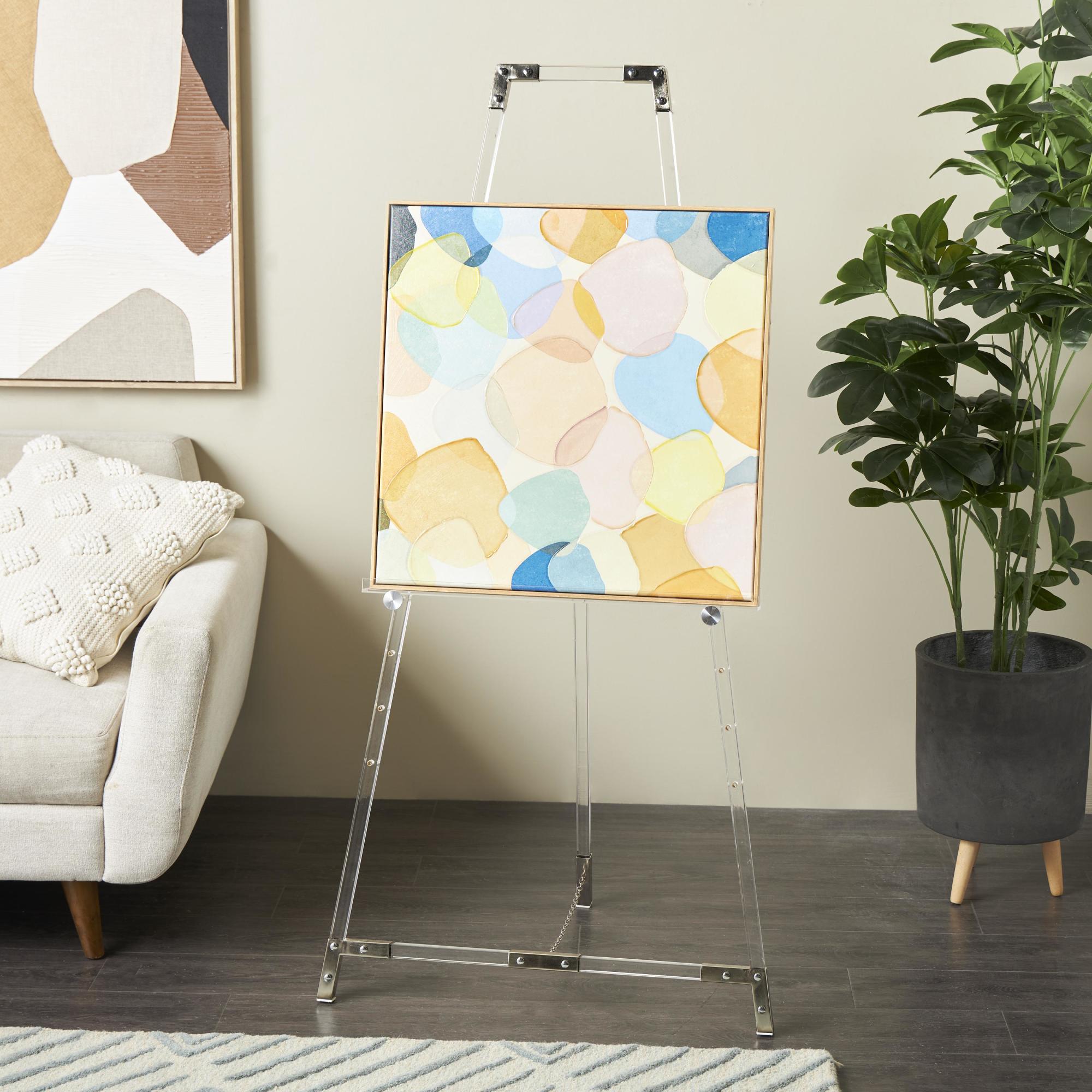 Acrylic Plastic Adjustable 7 Tier Display Easel with Gold Accents and Chain Support 24" x 20" x 57"