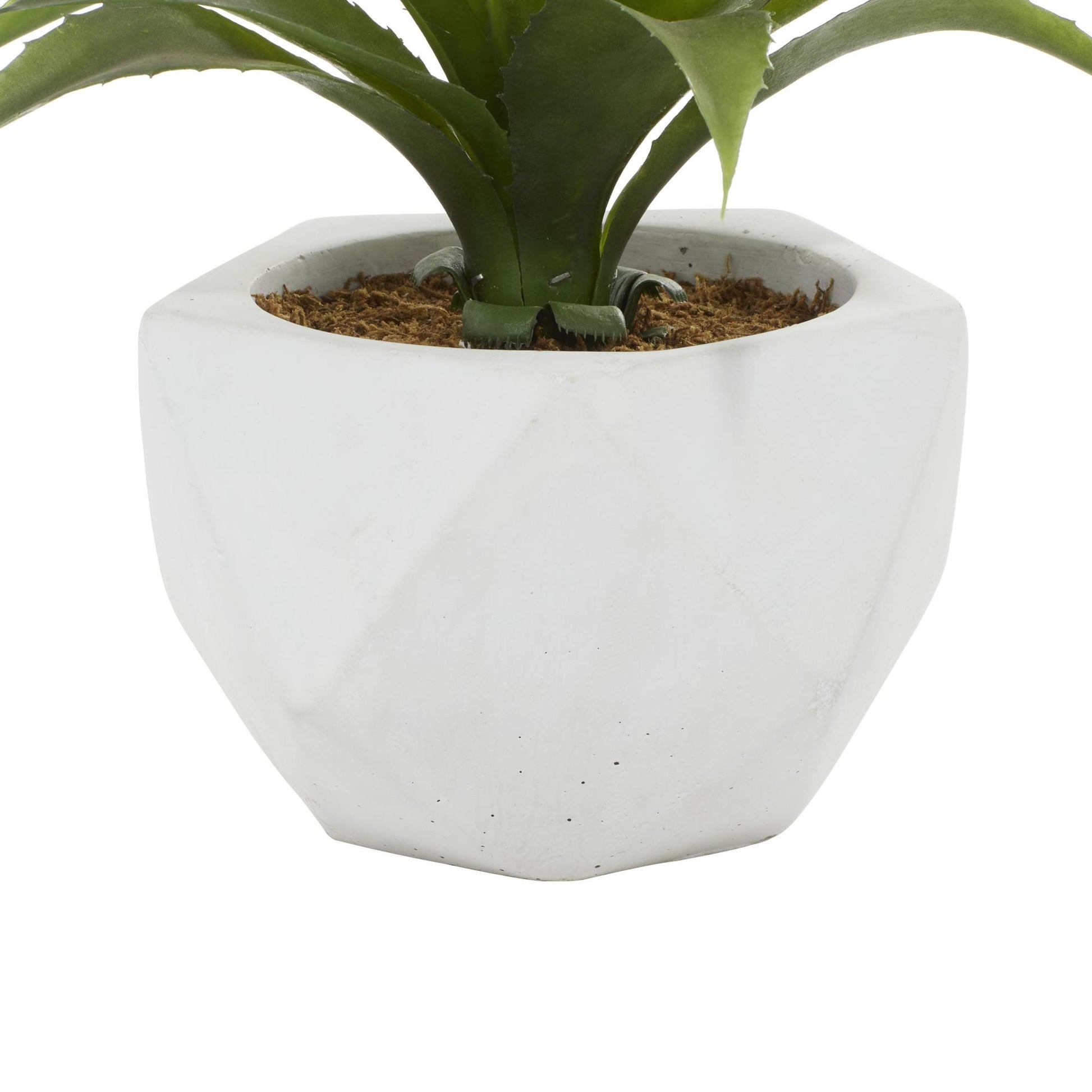 Agave Green Faux Foliage Indoor Outdoor Artificial Plant with Realistic Leaves and White Ceramic Pot