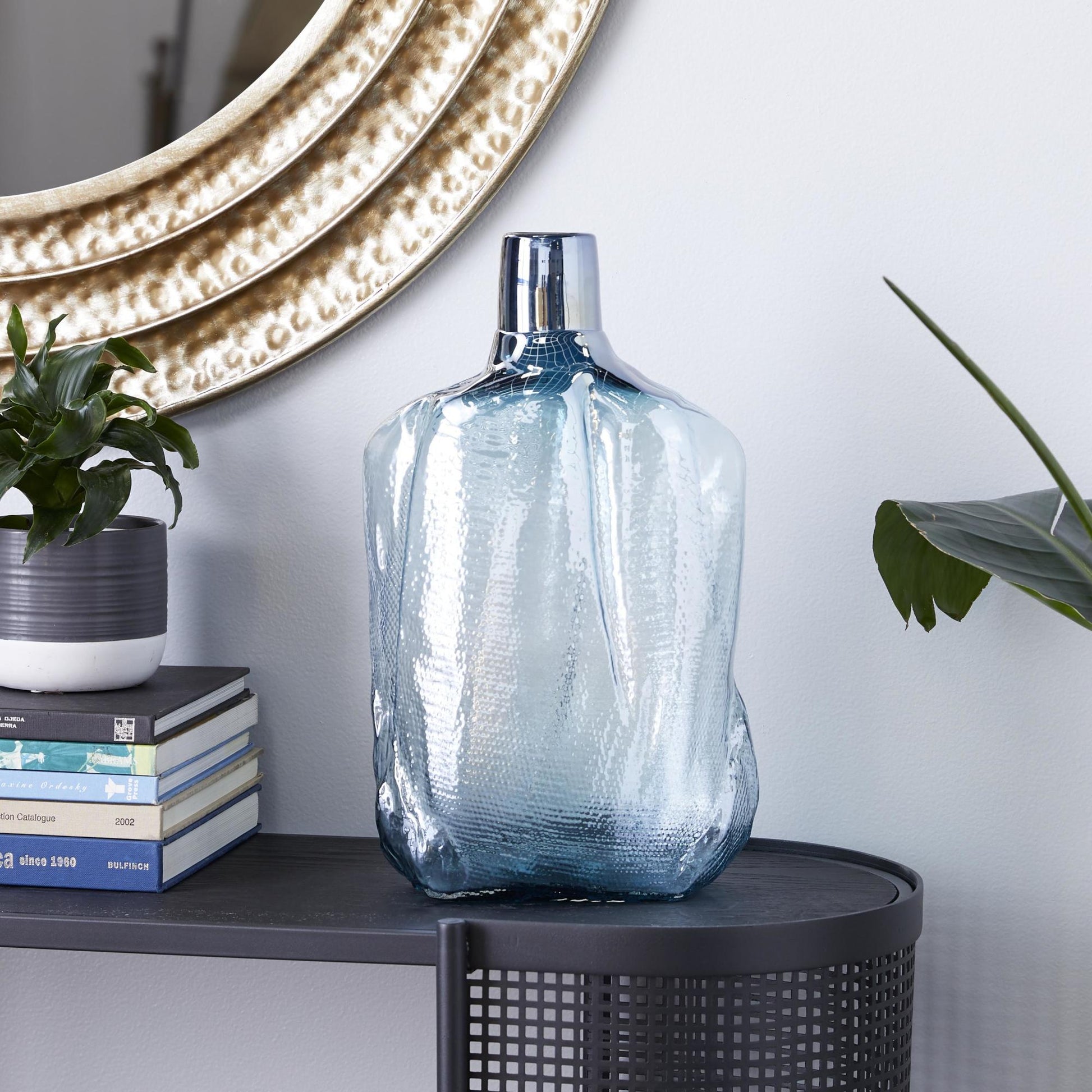 Abstract Blue Glass Handmade Blown Decorative Vase