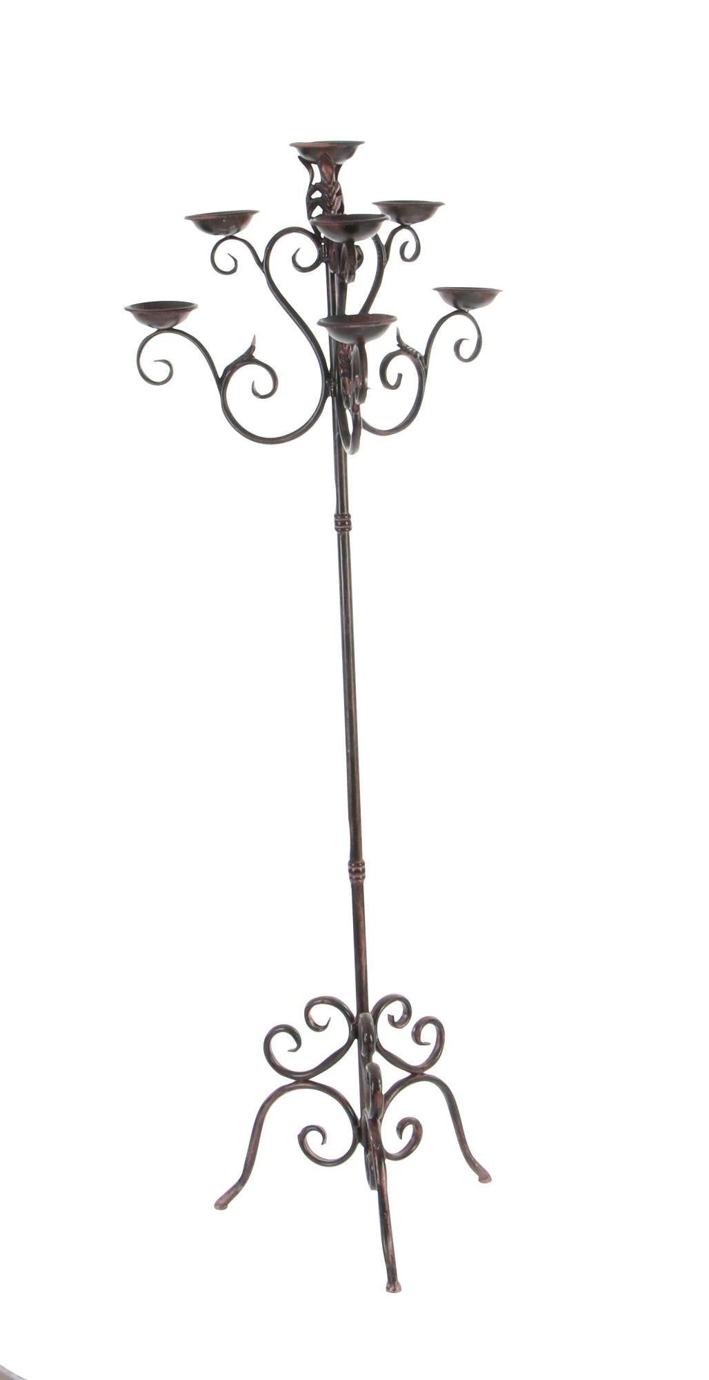 Scroll Brown Metal Tall Decorative Candelabra
