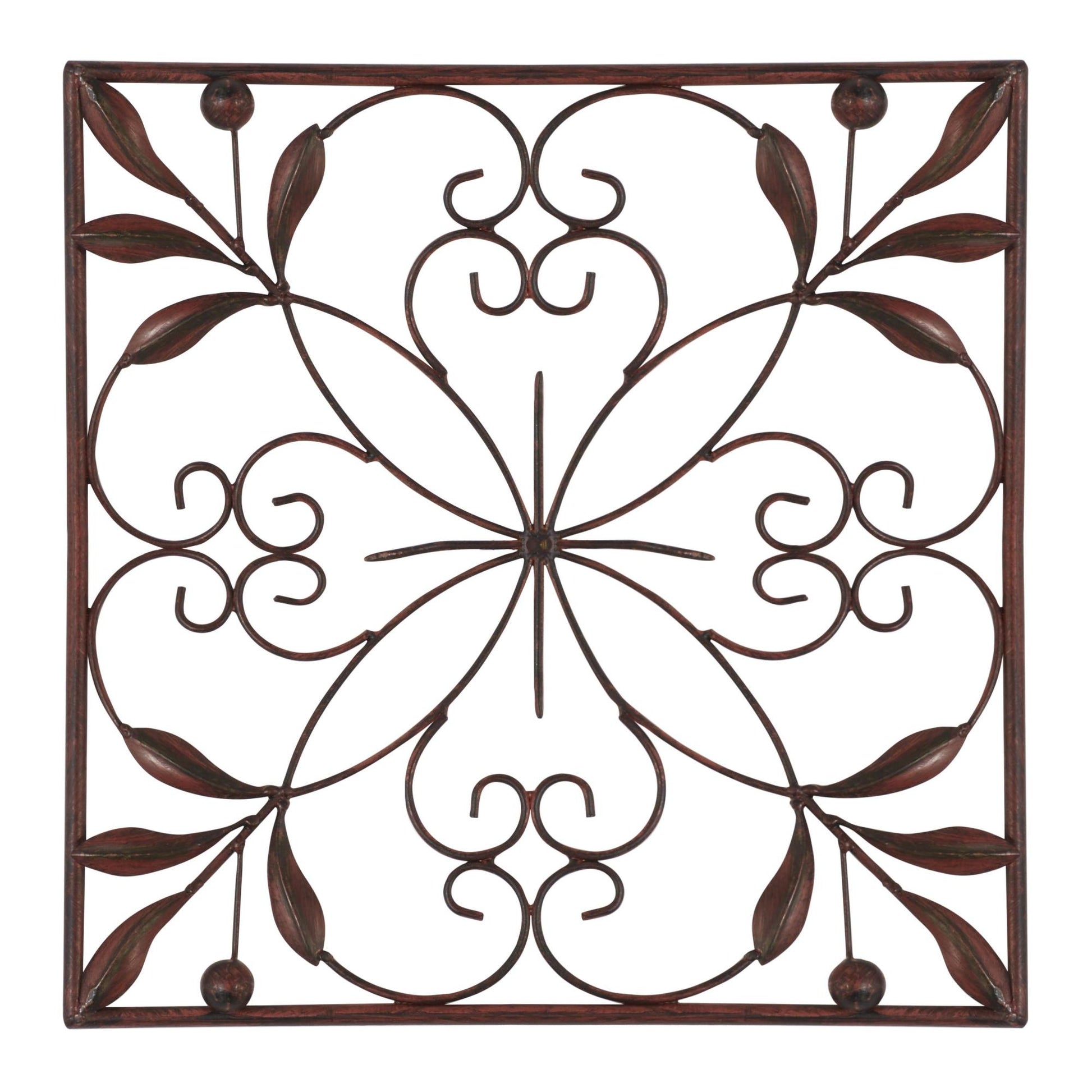 Set of 4 Scroll Dark Brown Metal Home Wall Decor
