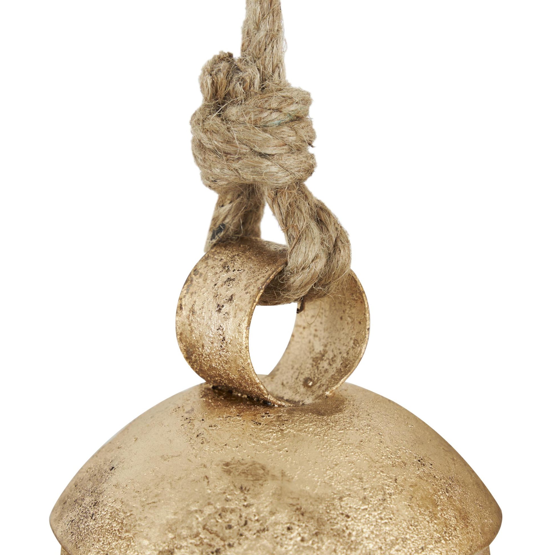 Set of 3 Metal Cluster Indoor Outdoor Decorative Cow Bells with Jute Hanging Rope Set of 3 10",8",6"H