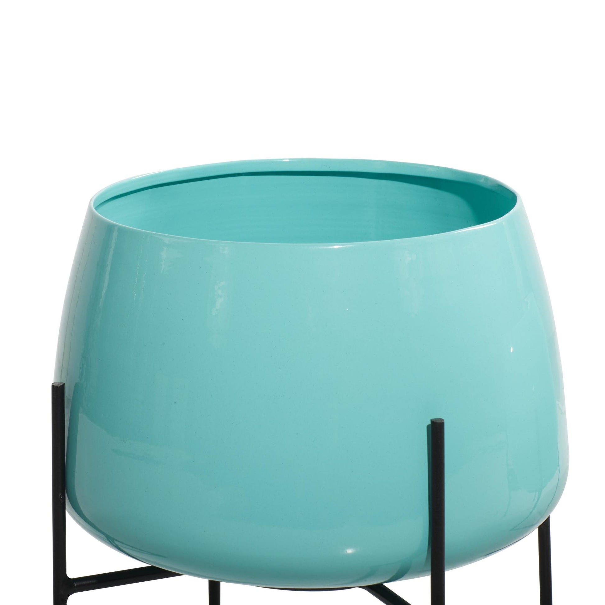 Set of 2 Metal Rounded Dome Indoor Outdoor Planter with Removable Stand