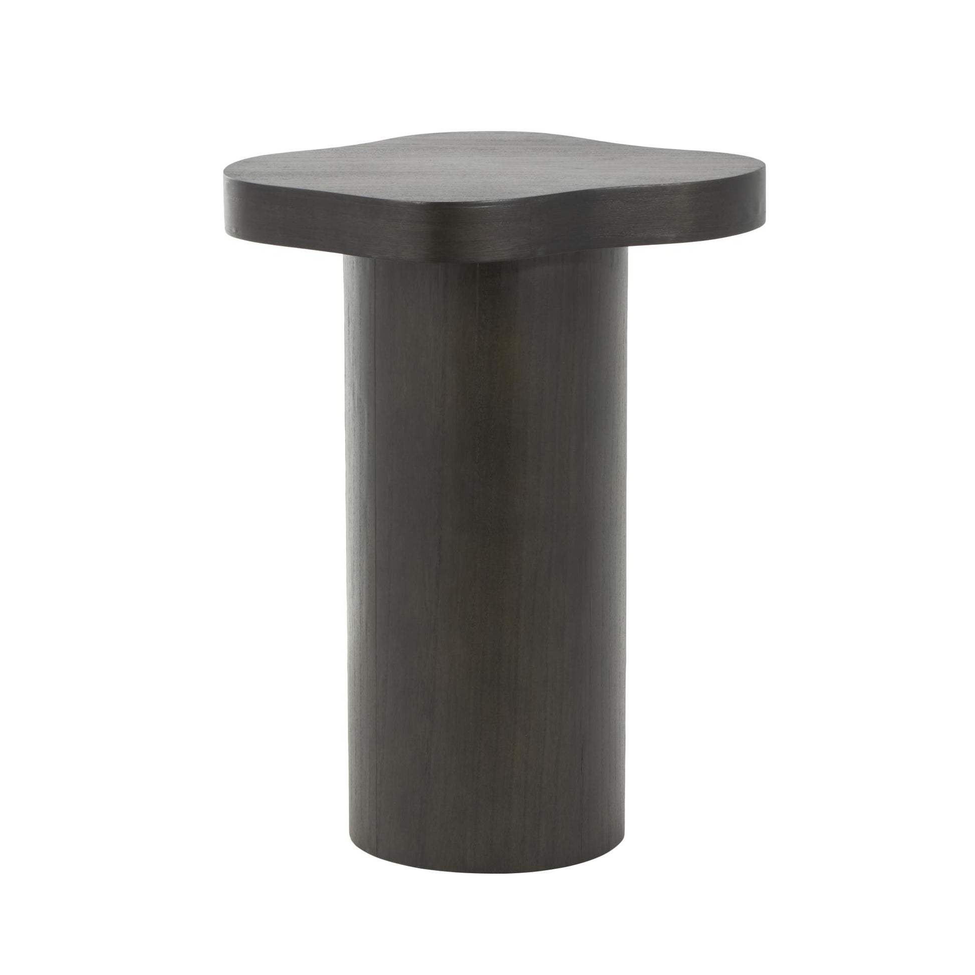 Wood Pedestal Side End Accent Table with Rounded Square Top
