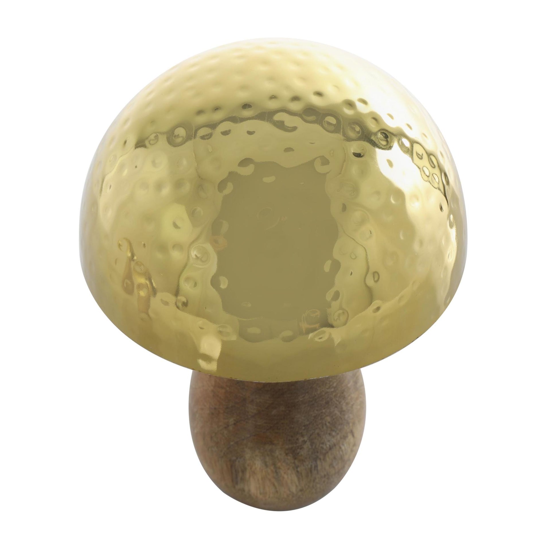 Set of 3 Mushroom Stainless Steel Metal Handmade Hammered Decorative Sculpture with Brown Wood Bases