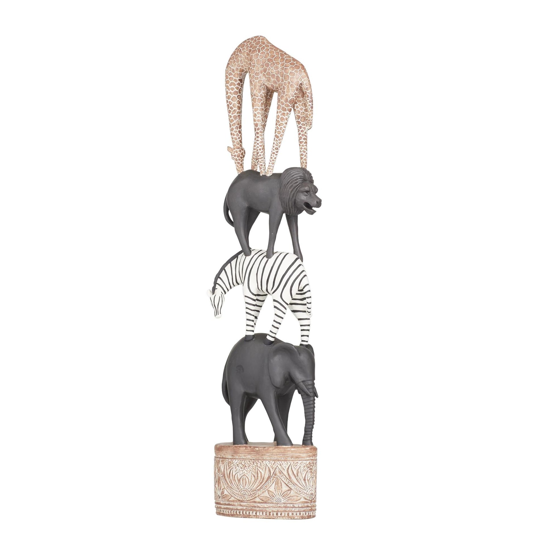 Safari Animals Multi Colored Polyresin Decorative Sculpture