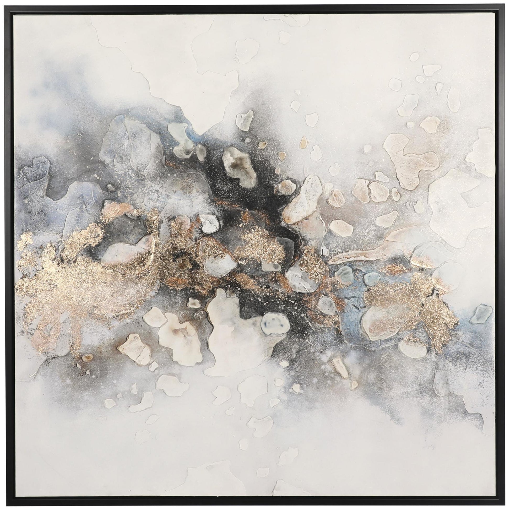 Abstract Multi Colored Canvas Watercolor Living Room Framed Wall Art with Gold Foil Accents