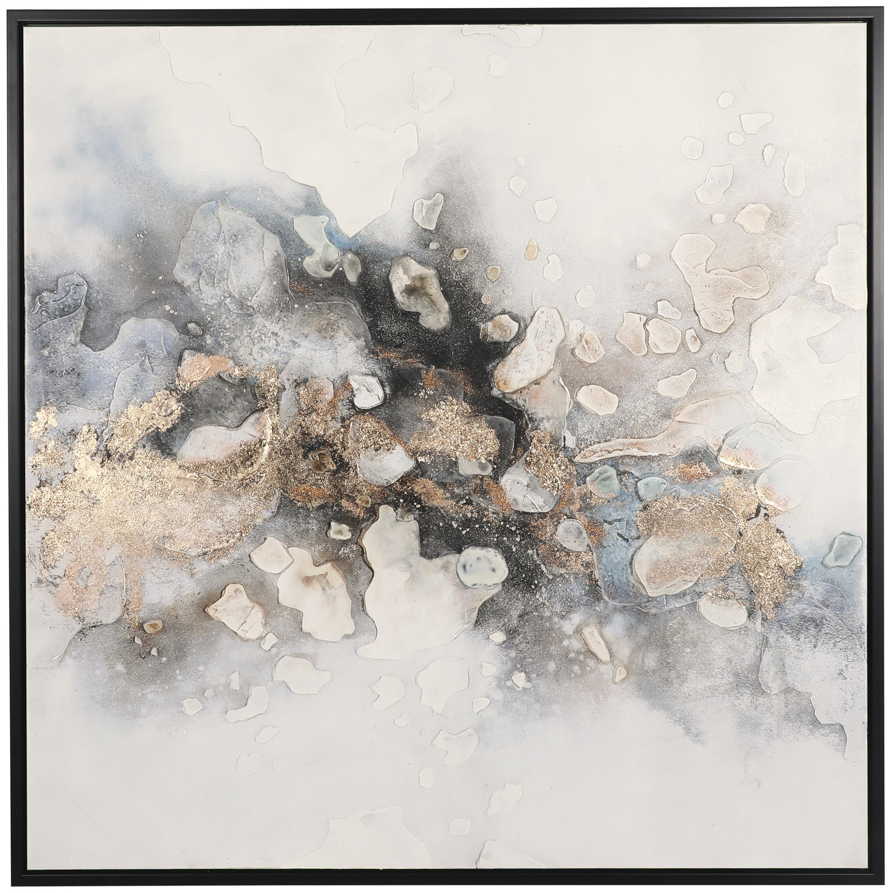 Abstract Multi Colored Canvas Watercolor Living Room Framed Wall Art with Gold Foil Accents
