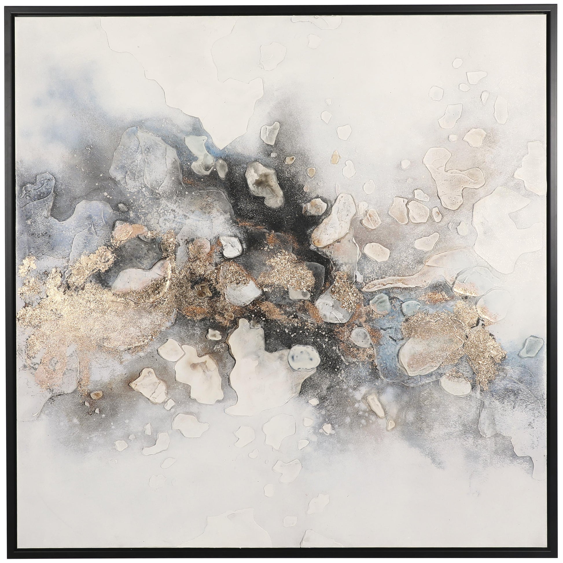 Abstract Multi Colored Canvas Watercolor Living Room Framed Wall Art with Gold Foil Accents