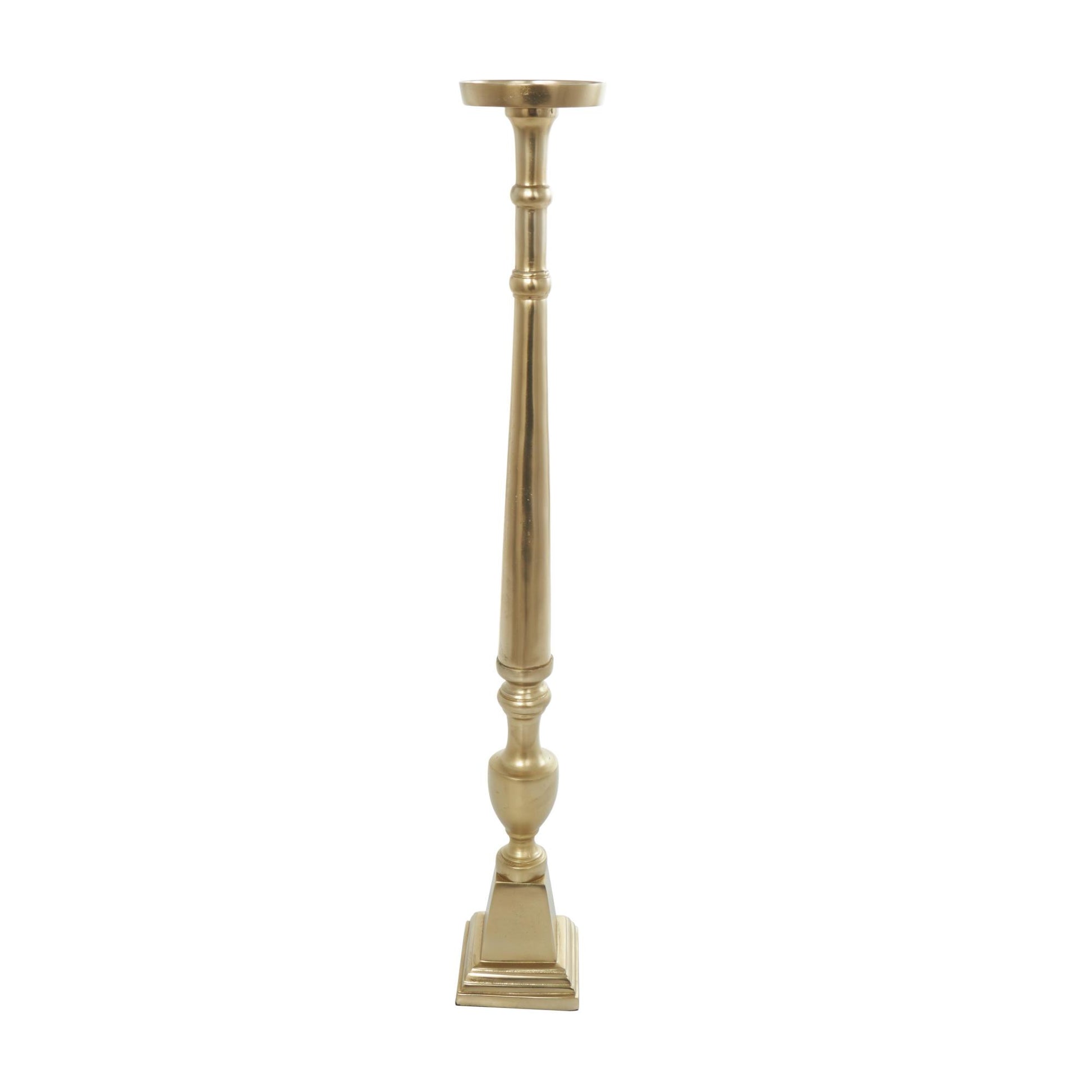 Set of 2 Aluminum Metal Tall Floor Decorative Candle Holder