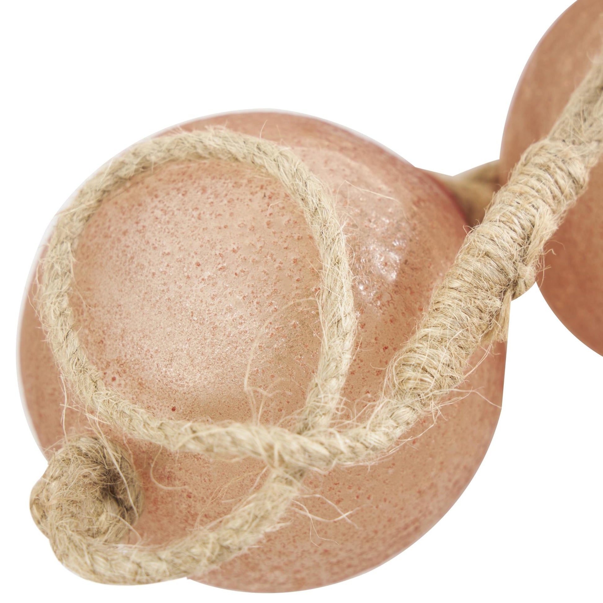 Glass Handmade Round Extra Long Frosted Orb Beaded Garland with Tassel with Knotted Jute Rope