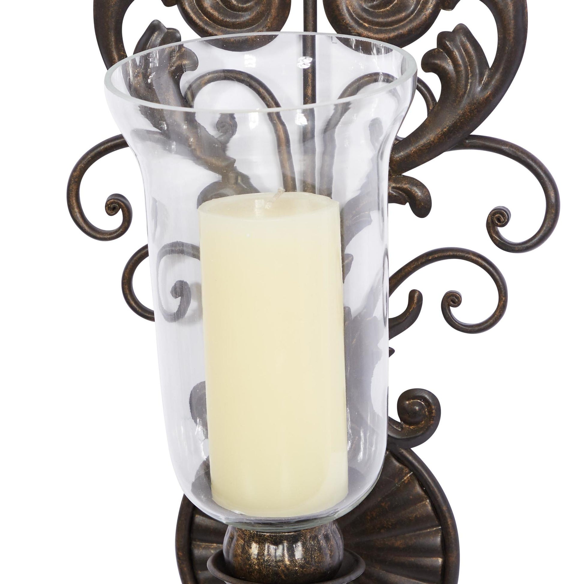 Scroll Bronze Metal Weathered Indoor Outdoor Wall Sconce