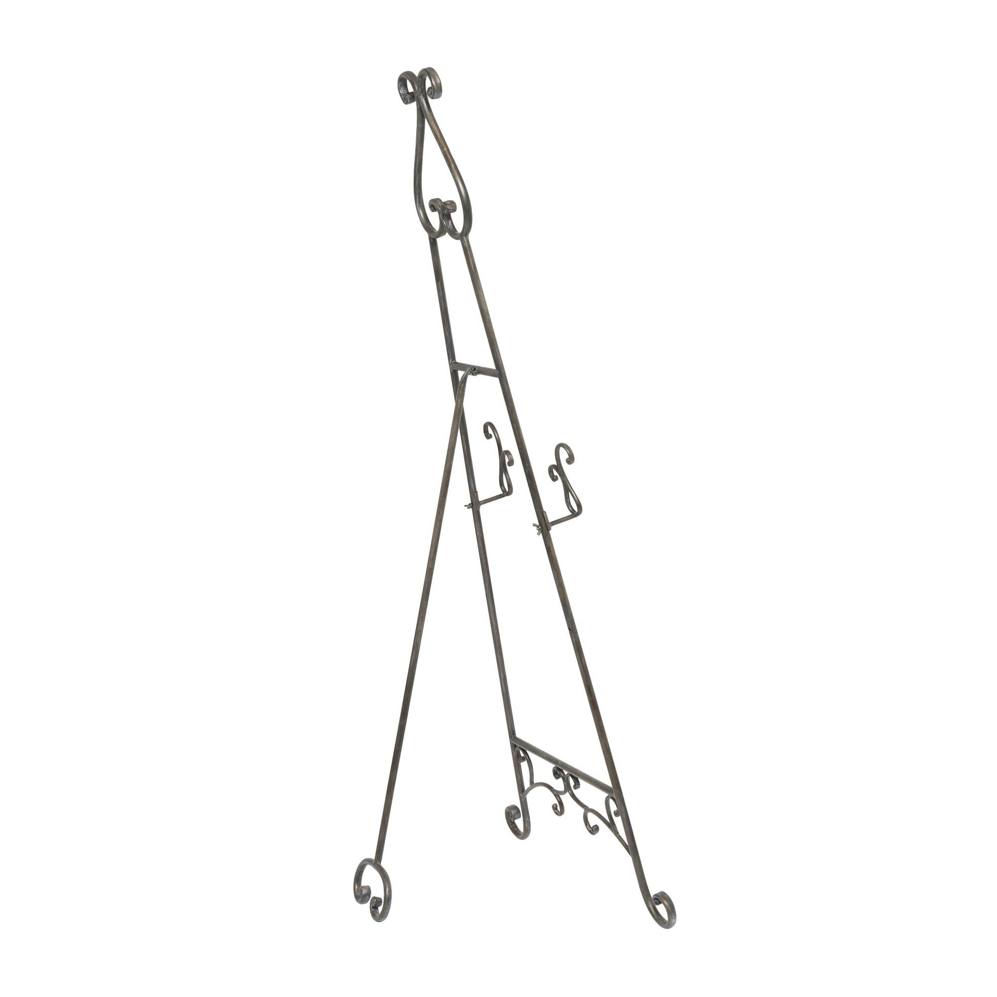 Scroll Bronze Metal Tall Adjustable Floor 2 Tier Display Easel