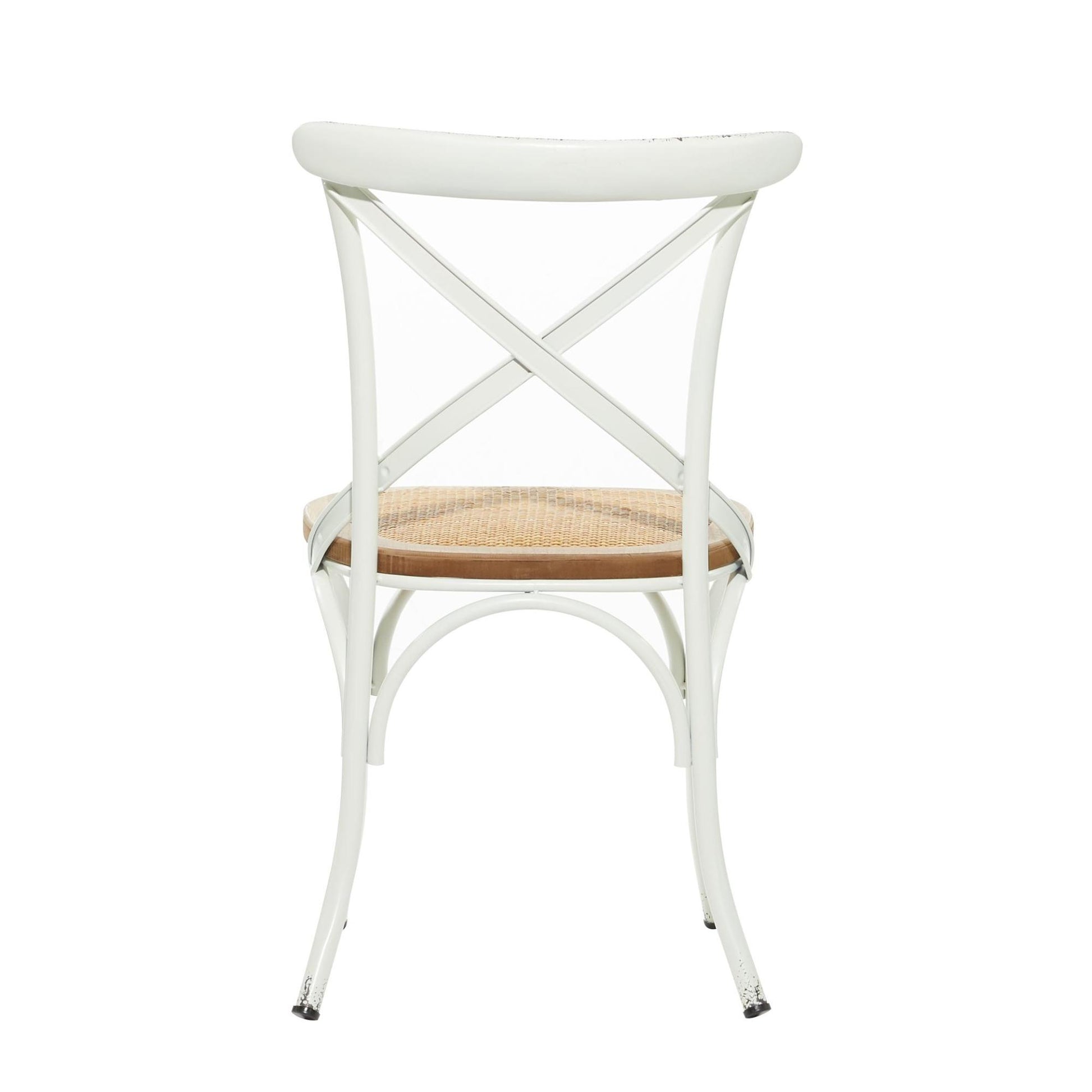 Set of 2 Metal Kitchen Dining Chair with Brown Rattan Seat