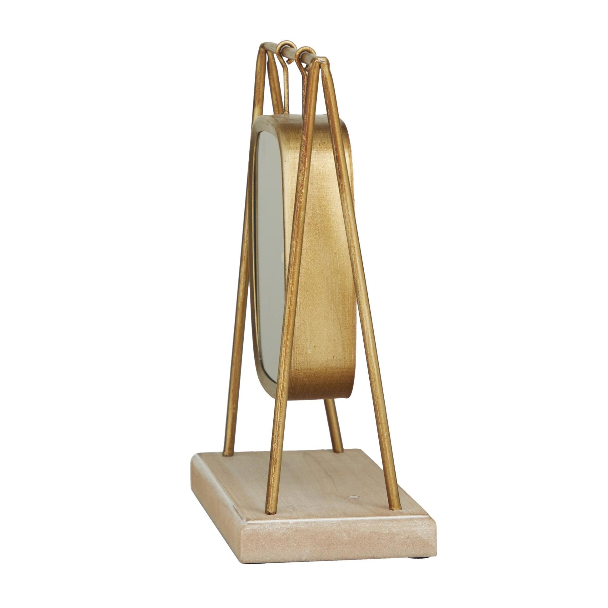 Gold Wood Pendulum Decorative Clock with Wood Base