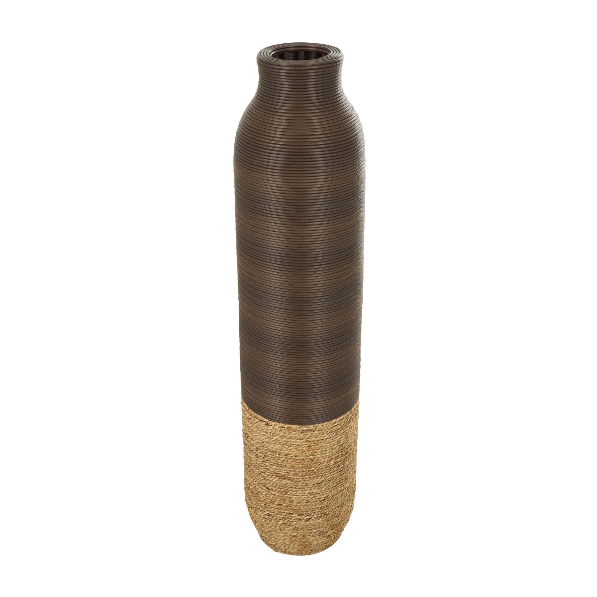 Dark Brown Seagrass Handmade Decorative Vase