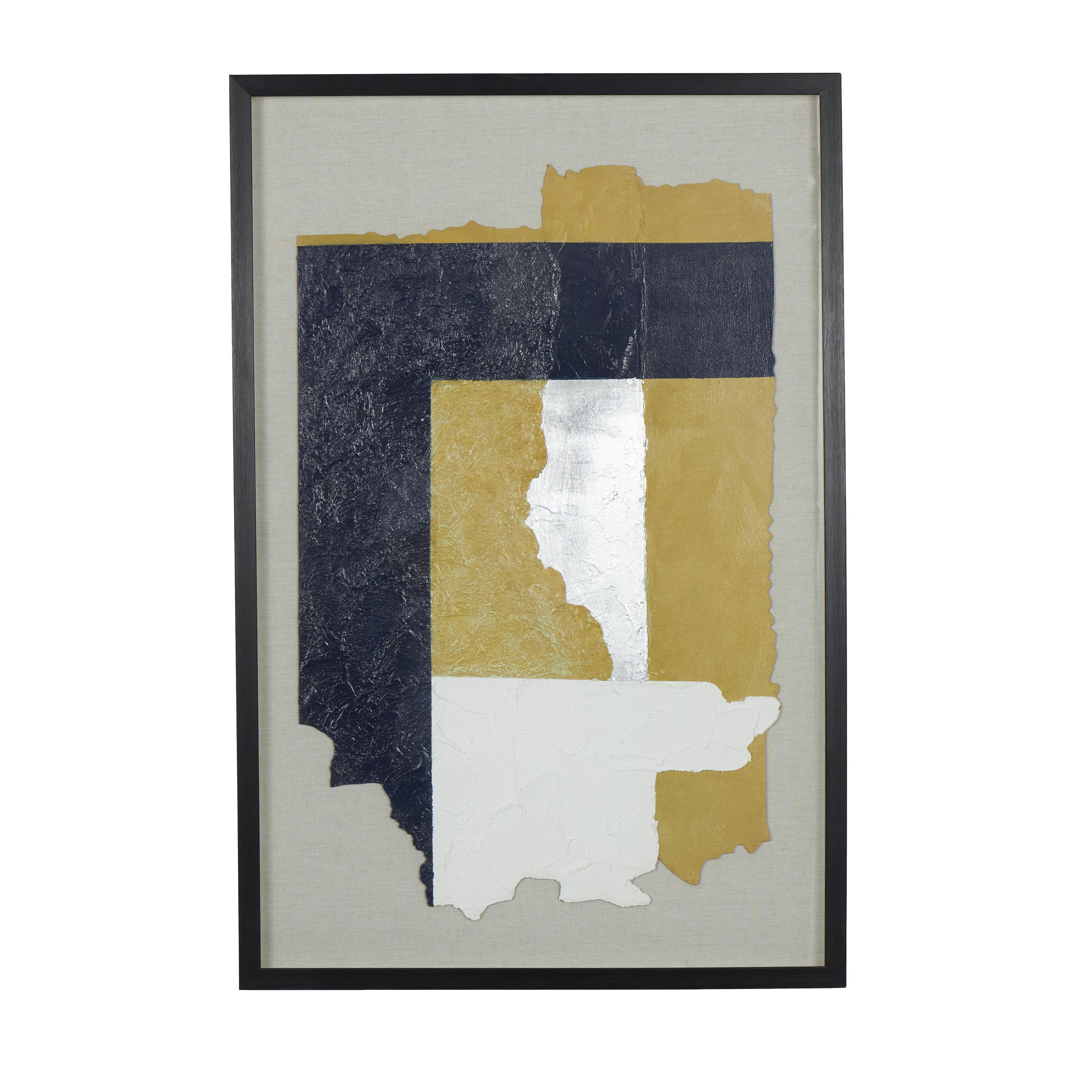 Abstract Linen Fabric Layered 3D Textured Living Room Framed Wall Art with Gray Backing