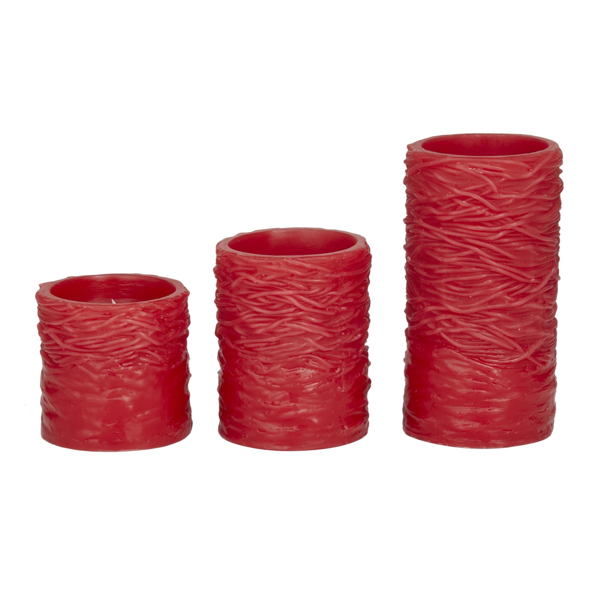 Set of 3 Wax Textured Indoor Outdoor Flameless Candle with Remote Control