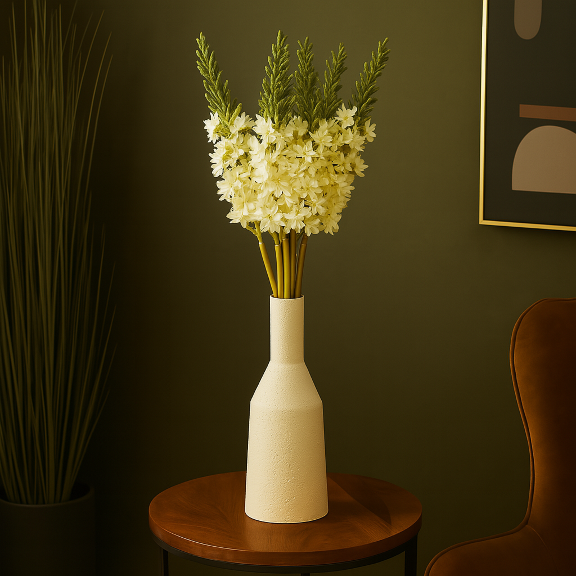 Set of 8 Eremurus White Faux Foliage Tall Indoor Outdoor Artificial Flower Stem